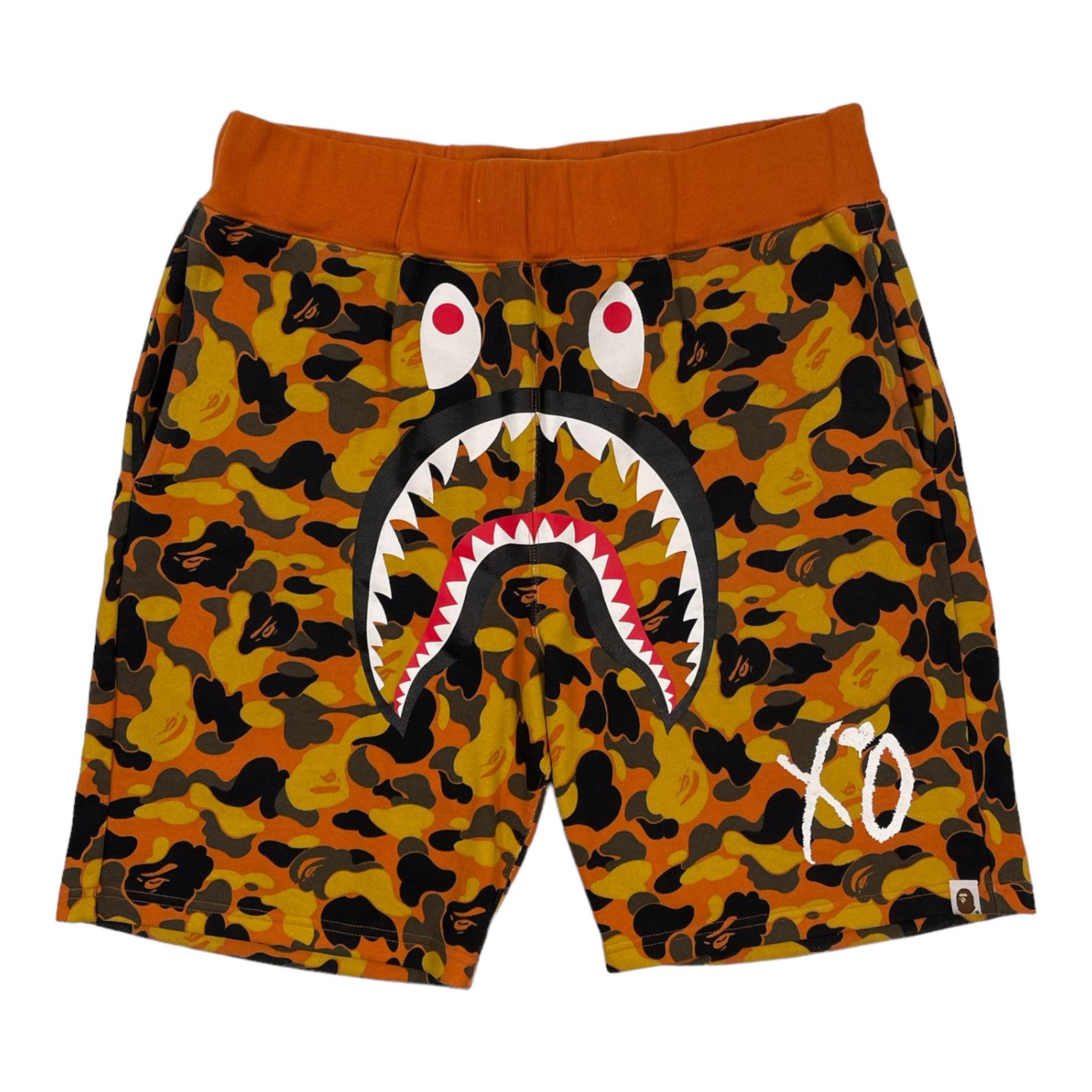 image of Bape X Xo Shark Sweat Shorts Orange, Men's (Size 36)