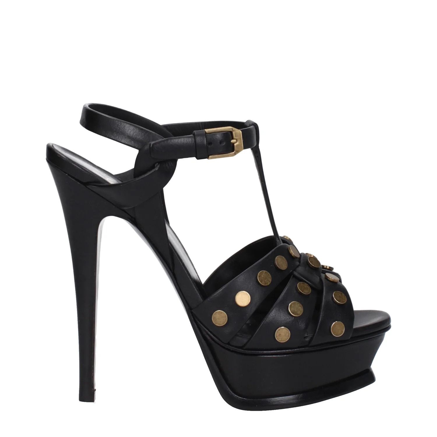 Saint Laurent Paris ob1o1e1224 Leather Sandals in Black Size US 9.5 / IT 39.5 - 1 Thumbnail