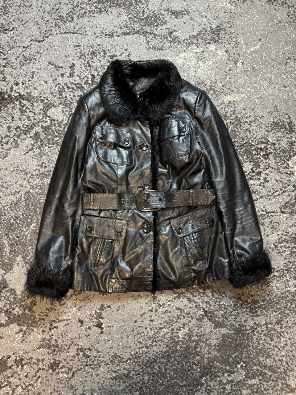 Other Y2K Genuine Leather Fur Collar Opium Owens Style Jacket Size US M / EU 48-50 / 2 - 4 Thumbnail