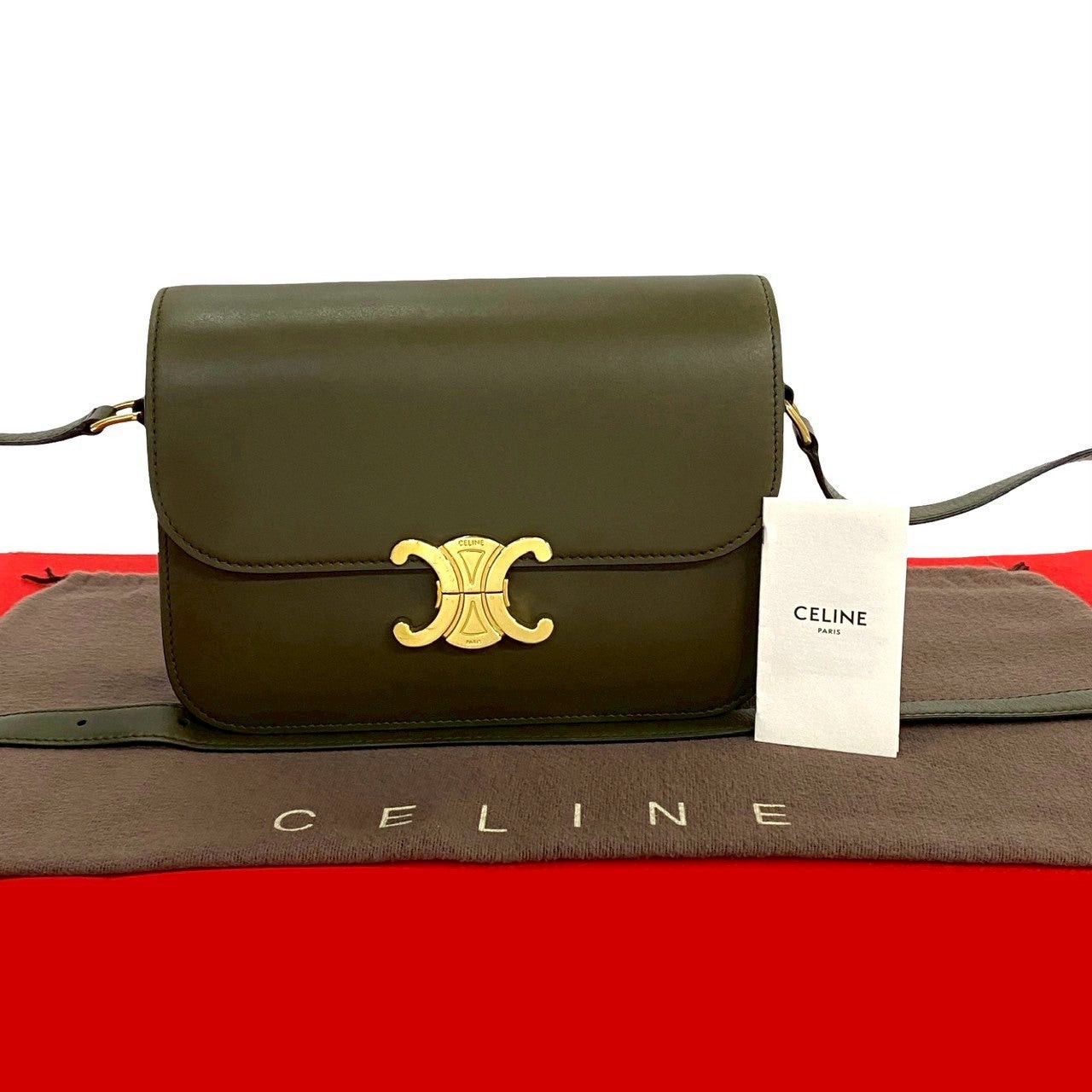 Celine Celine Shoulder Bag Green Leather Size ONE SIZE - 1 Thumbnail