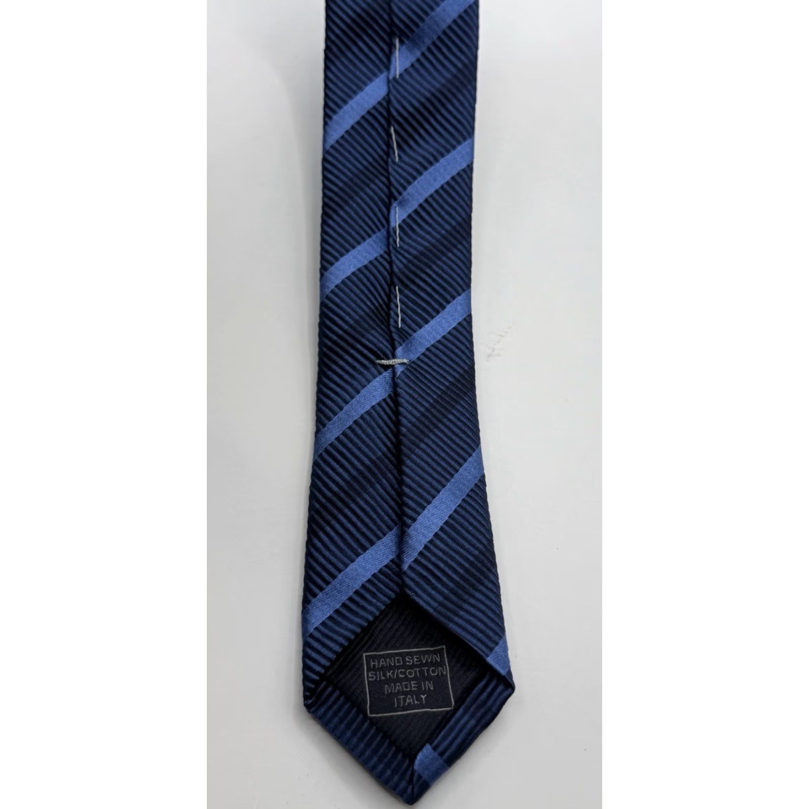 Vintage Robert Jensen Tie Men Silk Cotton Striped Made in Italy Size ONE SIZE - 6 Thumbnail
