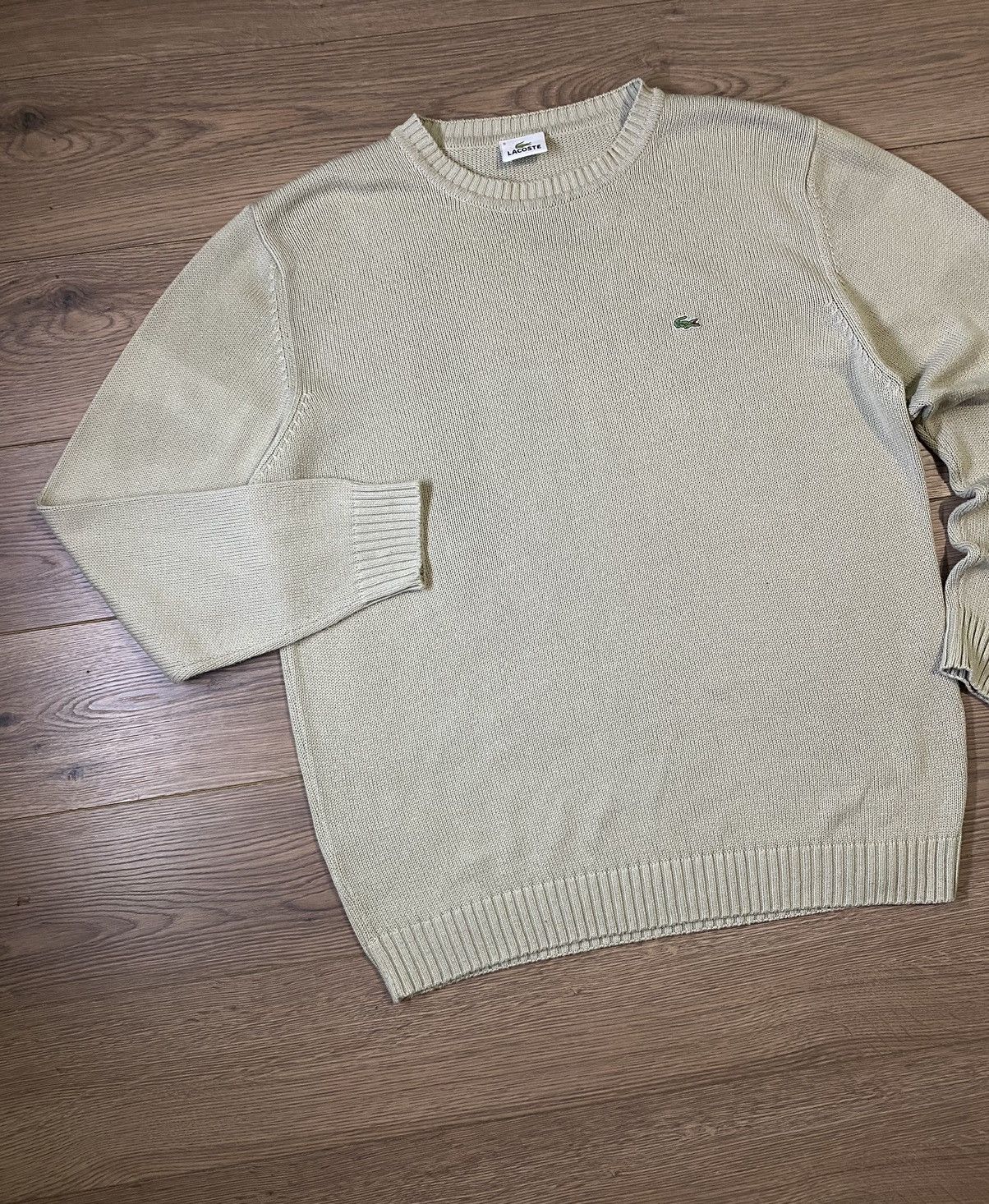 Lacoste × Vintage Vintage Lacoste Classic Knit Sweater Beige Size 6 Size US XL / EU 56 / 4 - 2 Thumbnail