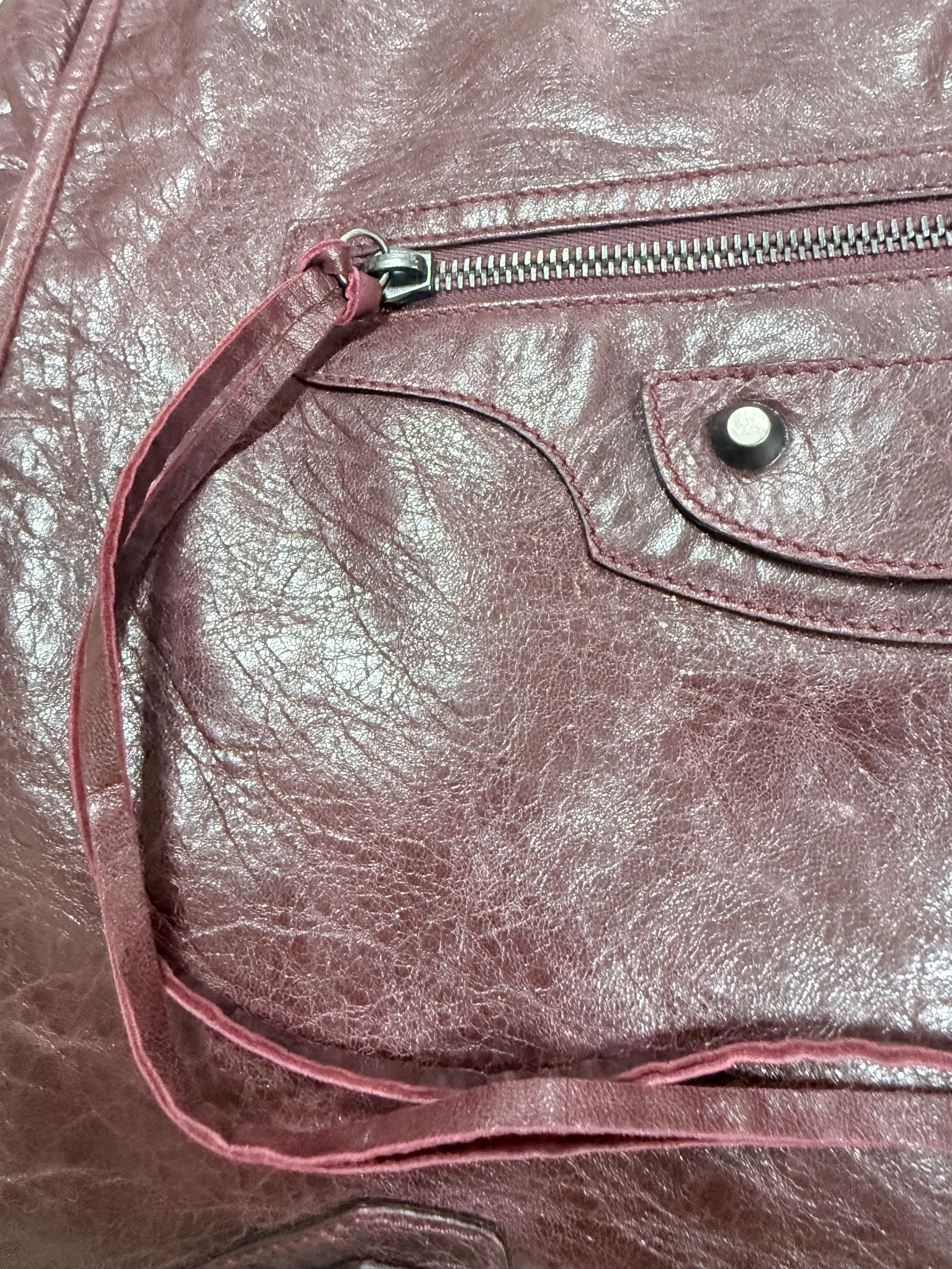 Balenciaga RARE Arena Leather Maroon Folk Bag Size ONE SIZE - 8 Thumbnail