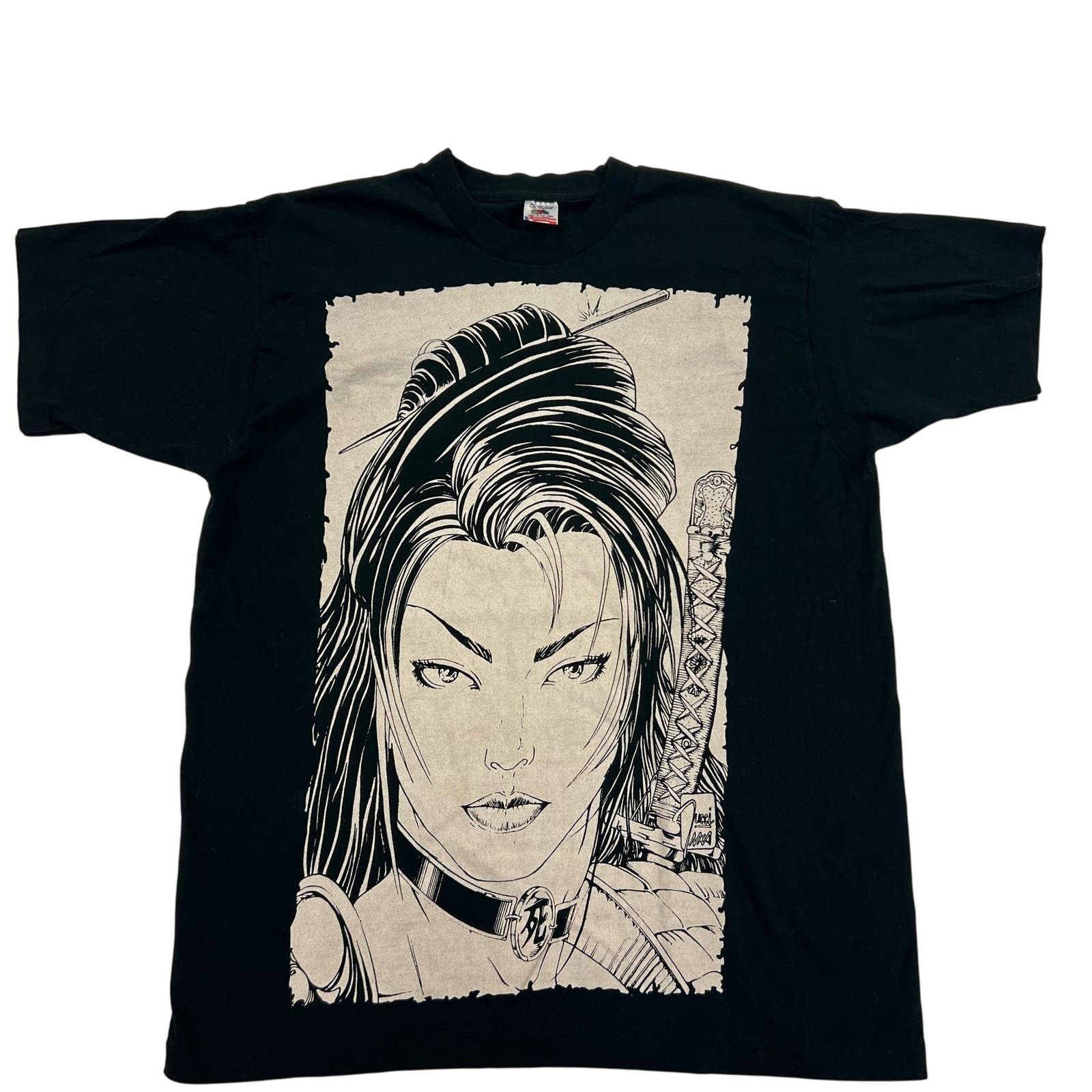 image of Fruit Of The Loom 90's Shi William Tucci Comic Images Tshirt Black Big Print Xl, Men's