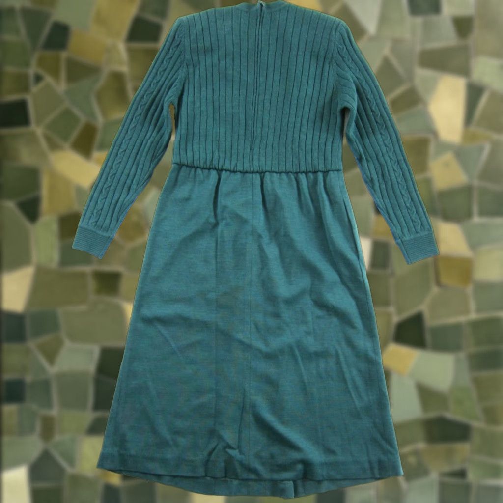 Vintage VINTAGE CIAO Ltd. Dress Neiman Marcus Wool Knit Green Long Sleeve Midi Dress 10 White? Size L / US 10 / IT 46 - 1 Thumbnail