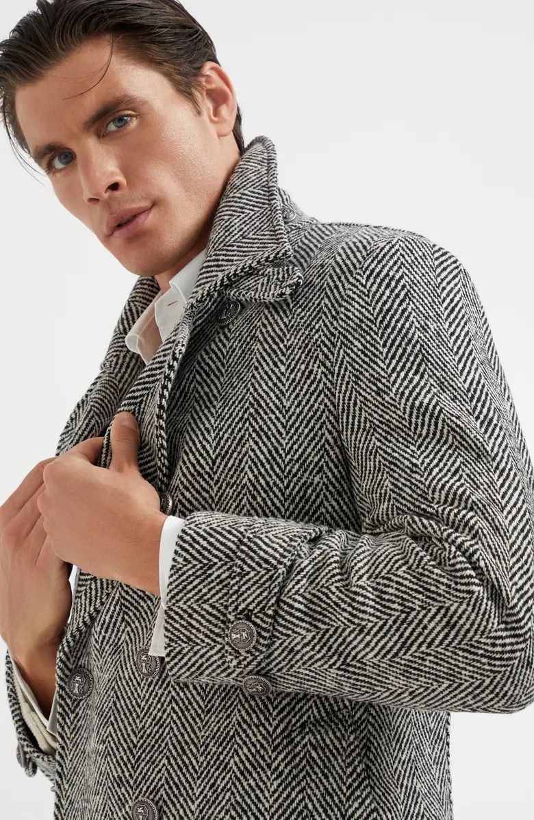 Brunello Cucinelli o1w1db10226 One And Half Breasted Coat in Dark Navy Blue Size US L / EU 52-54 / 3 - 3 Thumbnail