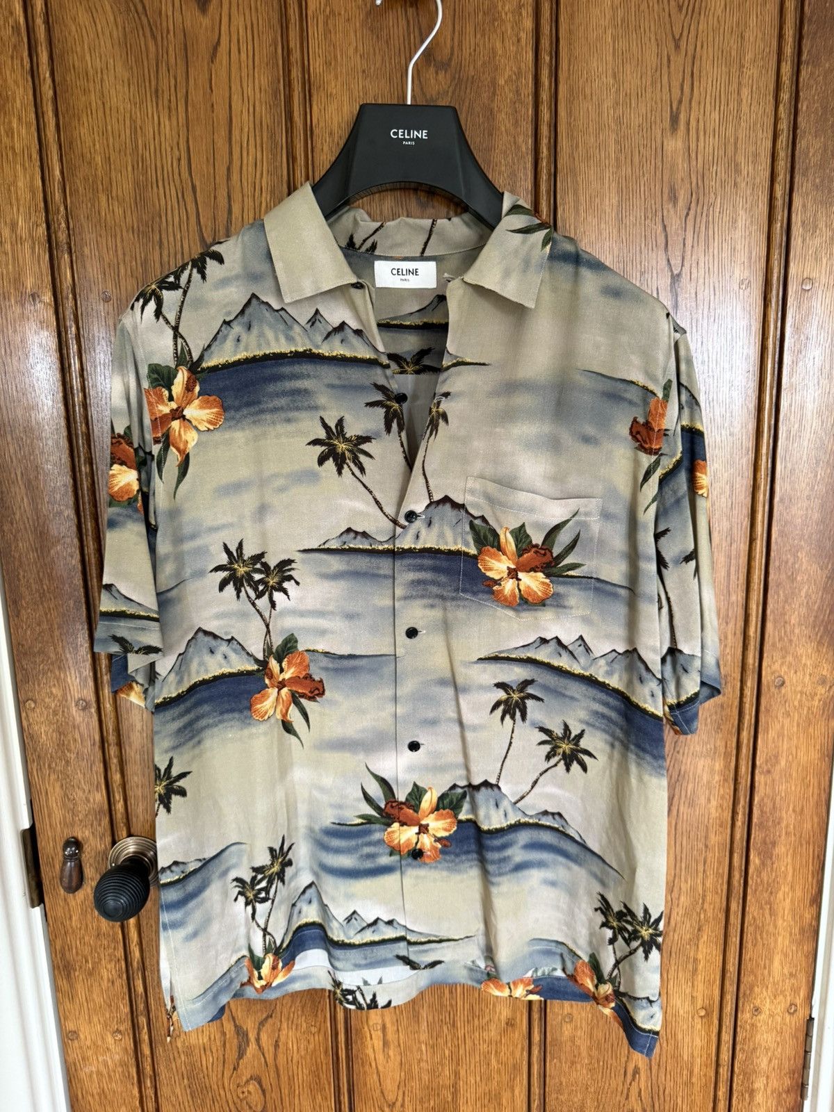 Celine $1.1k SS23 Celine volcano Hawaiian palm tree camp shirt Hedi Size US M / EU 48-50 / 2 - 3 Thumbnail