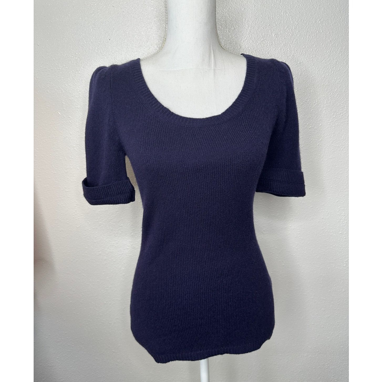 Burberry Burberry Dark Purple Round Neck Cuffed Button Neck Sweater Size S / US 4 / IT 40 - 2 Thumbnail