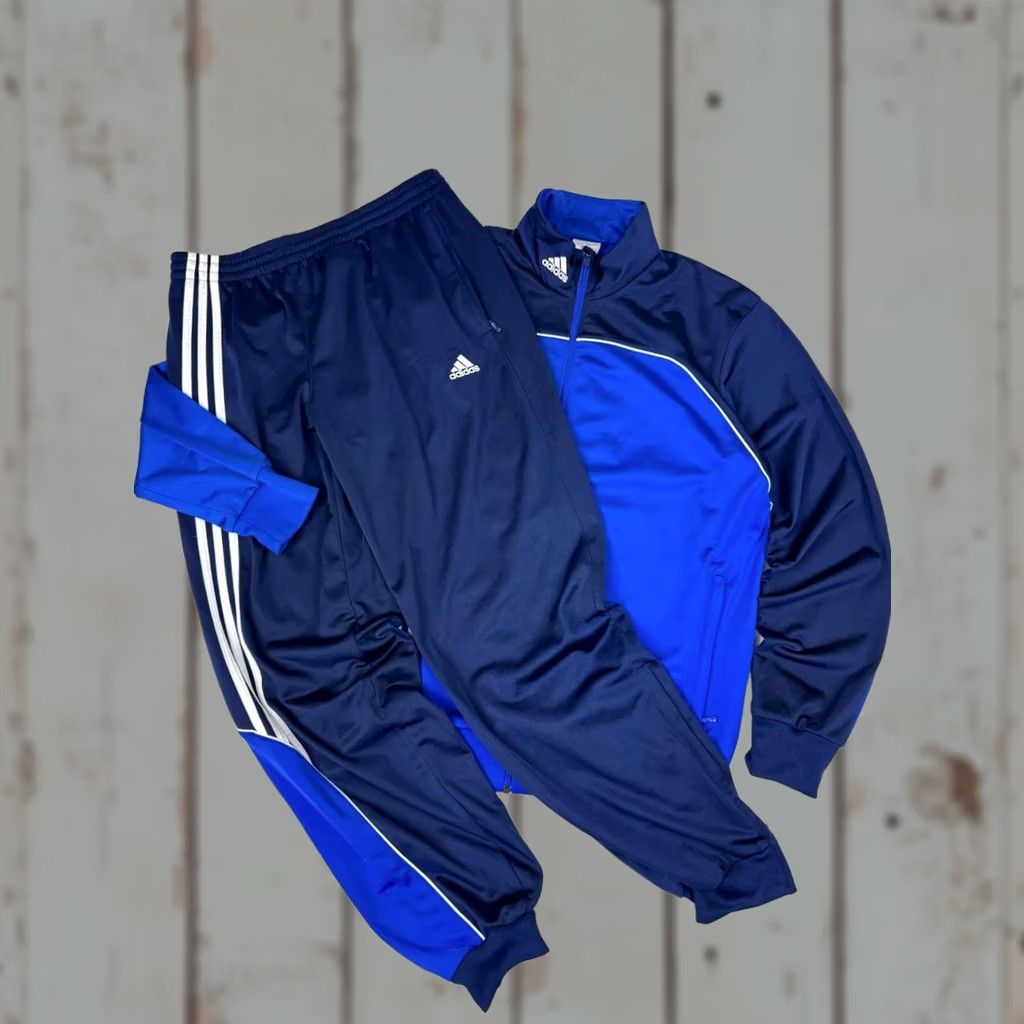 Adidas VINTAGE Adidas Tracksuit 2 Piece Men Size L Blue 00s Y2K Jacket Pants Size 42R - 1 Thumbnail