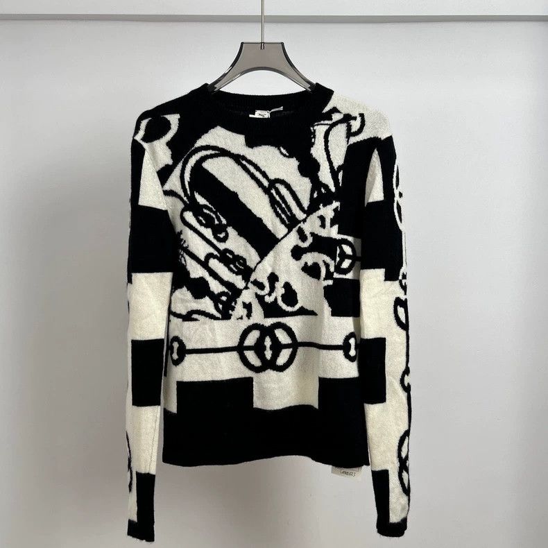 Hermes Black White Cashmere Sweater - dmc