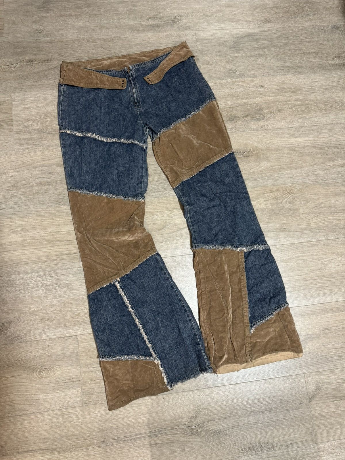 Japanese Brand × Vintage Vintage Patchwork Flare Pants 80s Size 30" / US 8 / IT 44 - 1 Thumbnail
