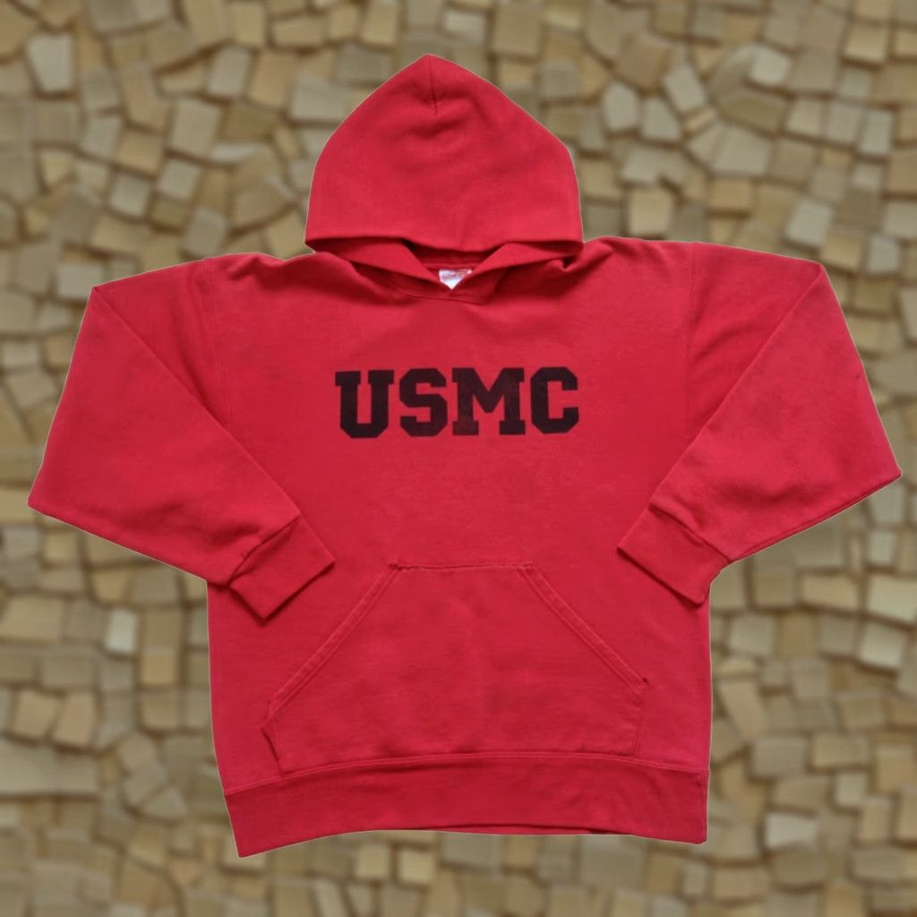 Soffe VINTAGE Soffe Hoodie Mens 90s USMC Logo Graphic Print Fleece Red SZ M Size US M / EU 48-50 / 2 - 1 Thumbnail