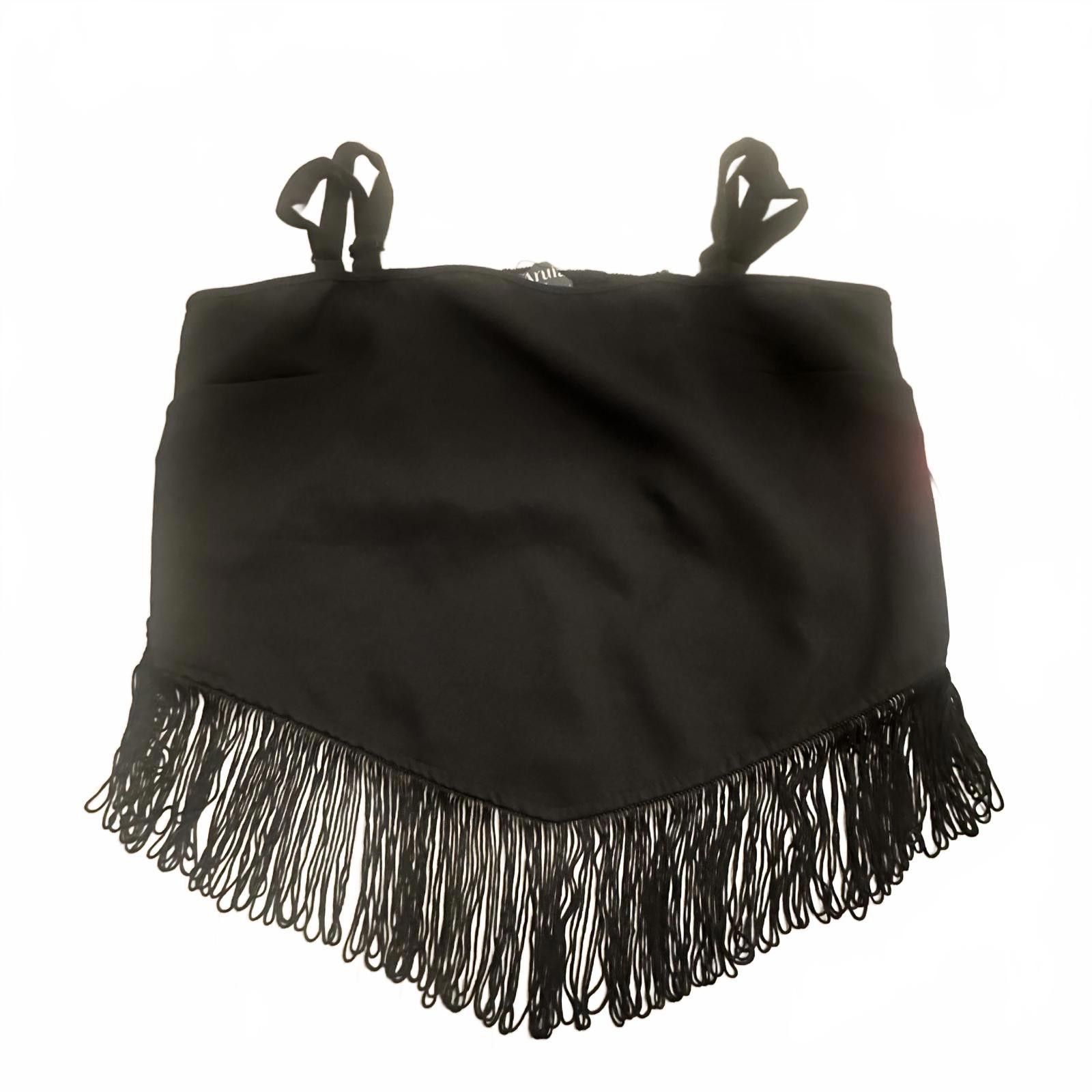 Designer Arula XL New with tags Chic Black Fringe Crop Top Size XL / US 12-14 / IT 48-50 - 1 Thumbnail