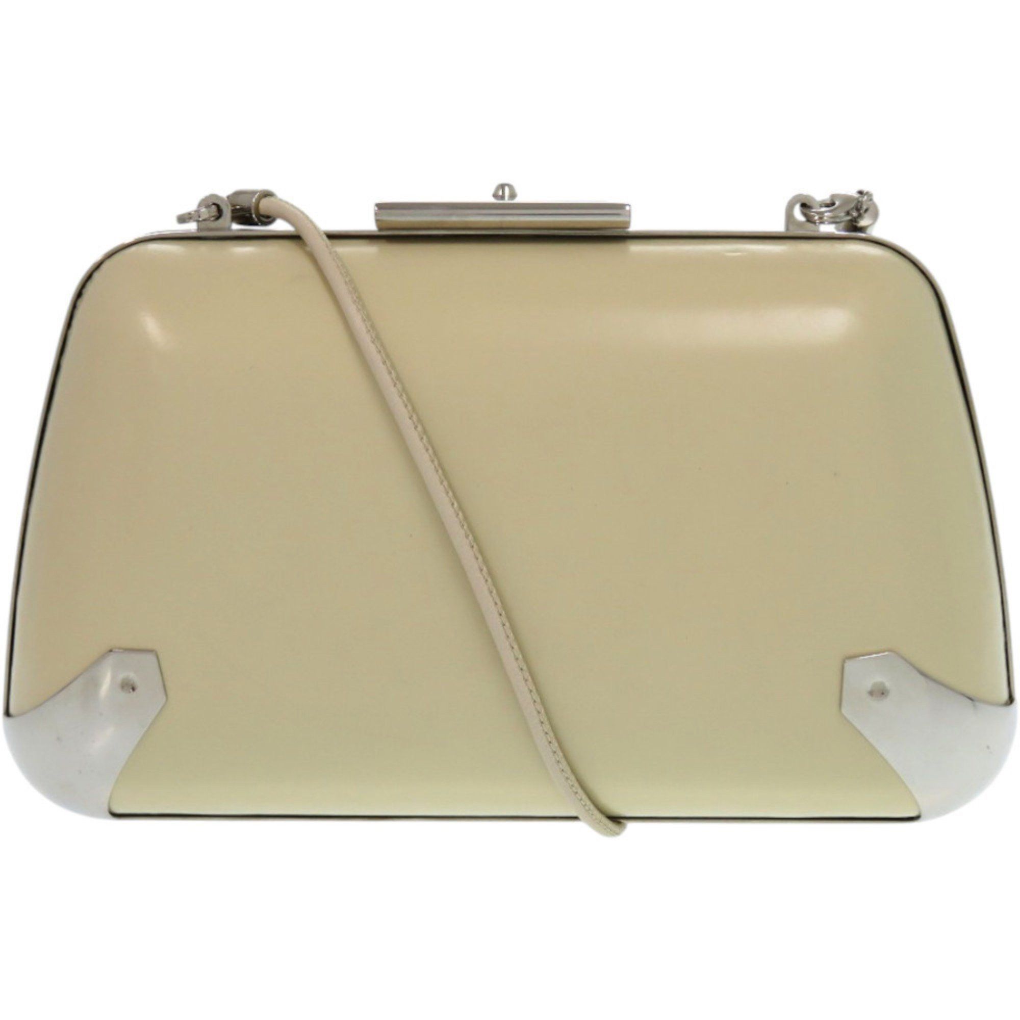 Balenciaga Balenciaga 1518 BALENCIAGA Clasp Purse 1 27276 Leather Metal Silver Hardware Ivory White Shoulder Bag Size ONE SIZE - 1 Thumbnail