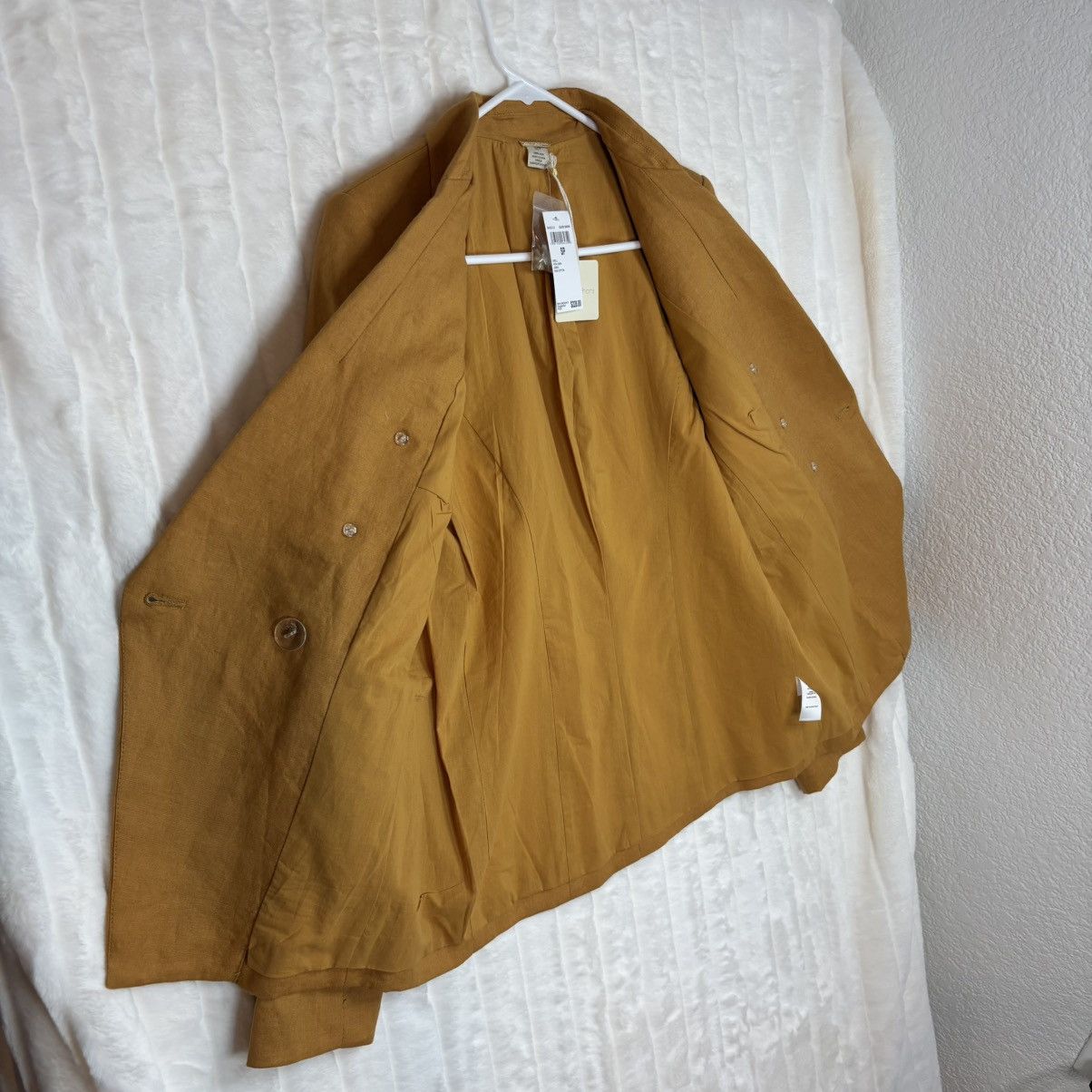 Magaschoni Magaschoni Blazer Linen Gold Double Breasted Lined Jacket S Size S / US 4 / IT 40 - 6 Thumbnail