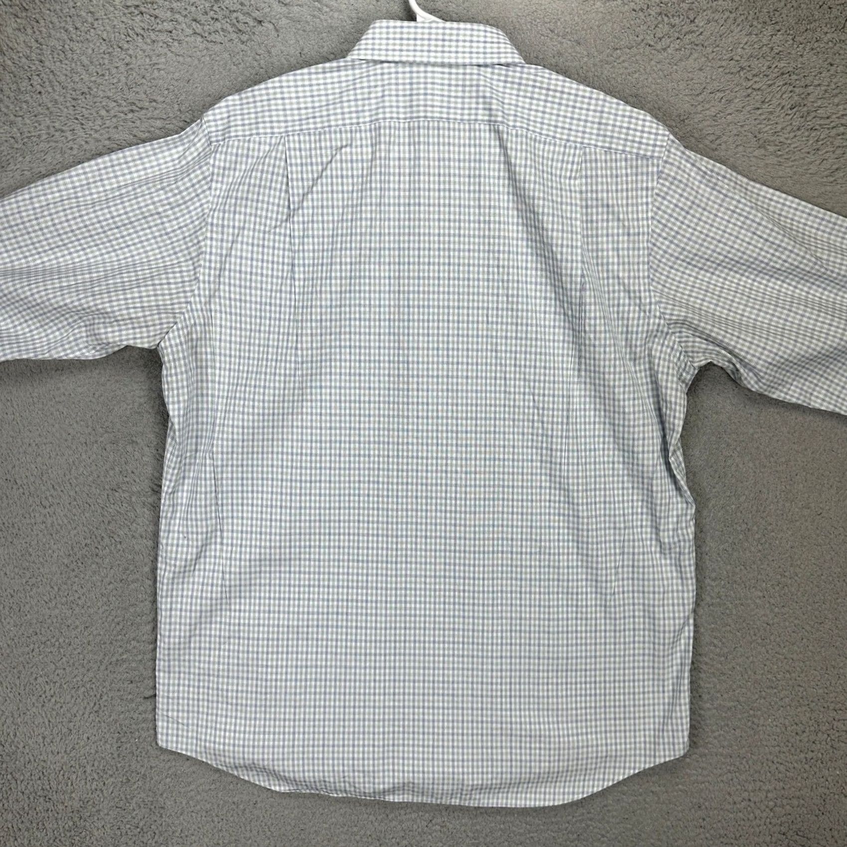 Vintage Paul Fredrick Mens Dress Shirt White Green Plaid Button Up Long Sleeve Adult 17-36 Size 46R - 3 Thumbnail
