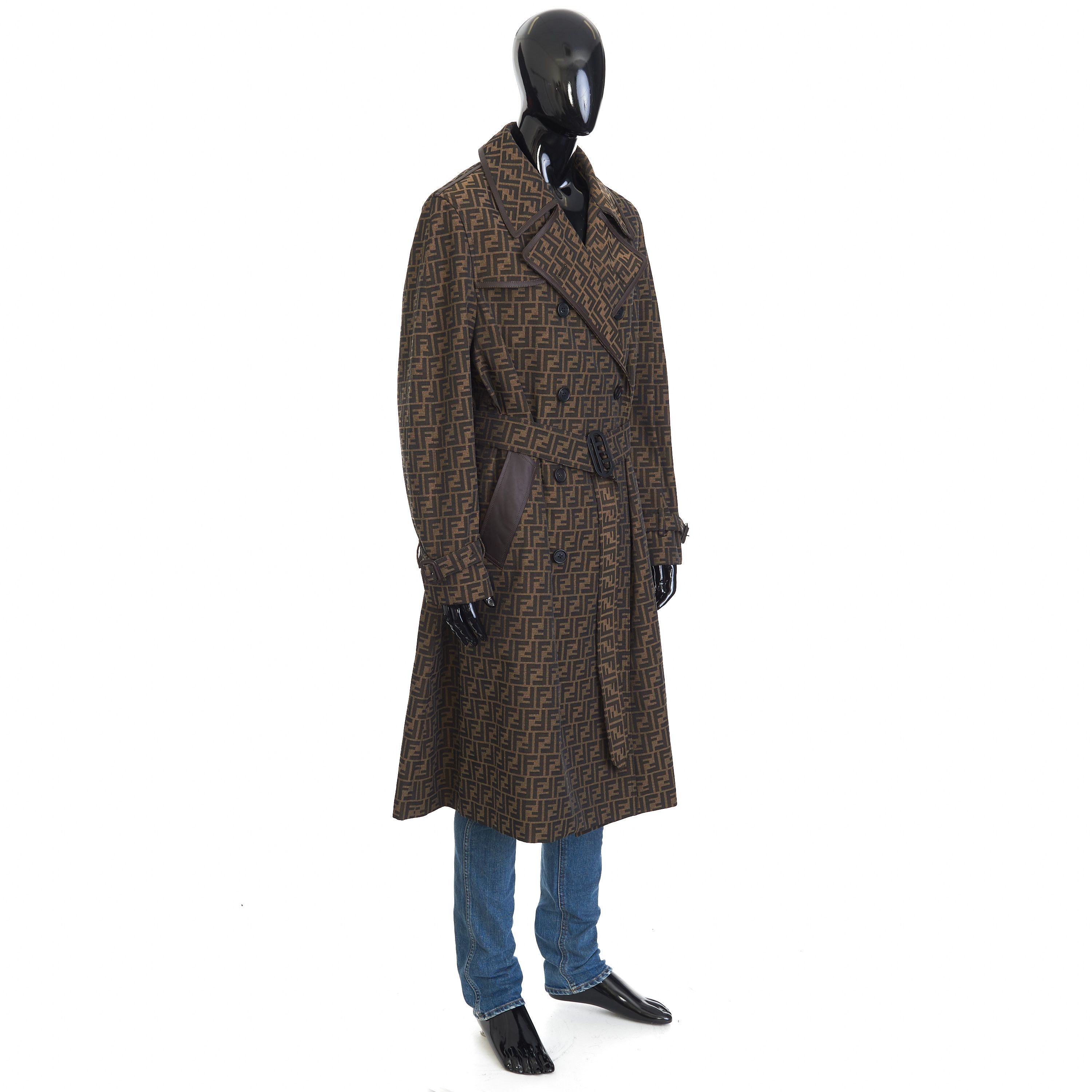Fendi Double Breasted Trench Coat In Brown FF Jacquard Fabric Size US M / EU 48-50 / 2 - 10 Thumbnail