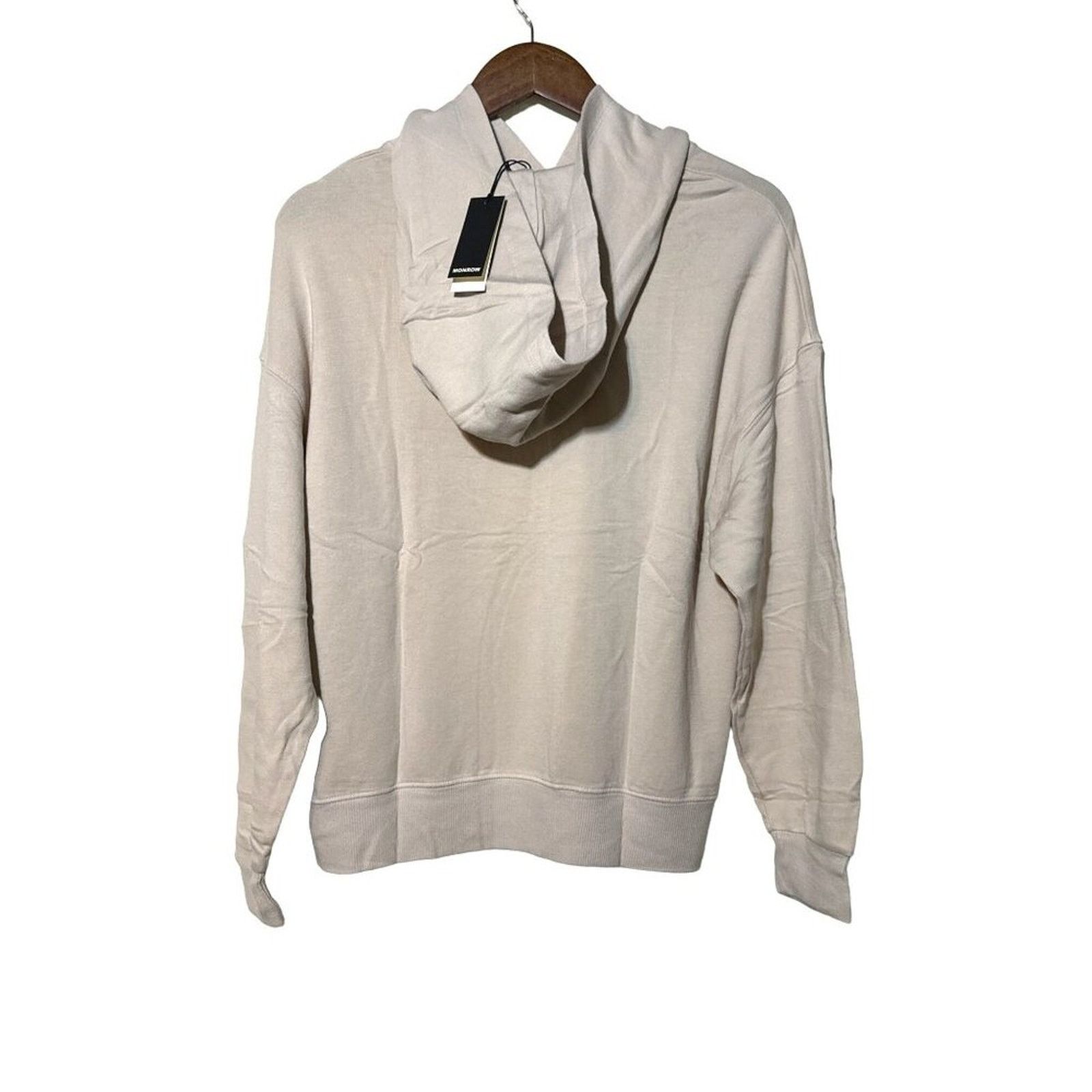 MONROW Monrow Supersoft Fleece Hoodie New Pullover Bone Medium Size M / US 6-8 / IT 42-44 - 3 Thumbnail