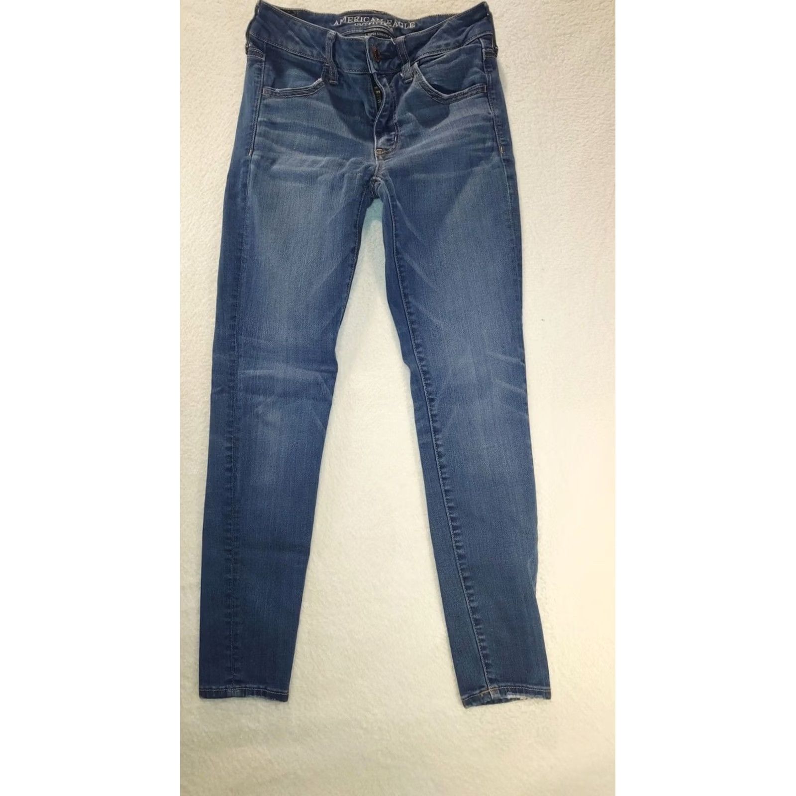 American Eagle Outfitters VINTAGE? No — American Eagle Outfitters Women Stretch Skinny Jeans Size 4 Dark Wash Size 27" / US 4 / IT 40 - 2 Thumbnail