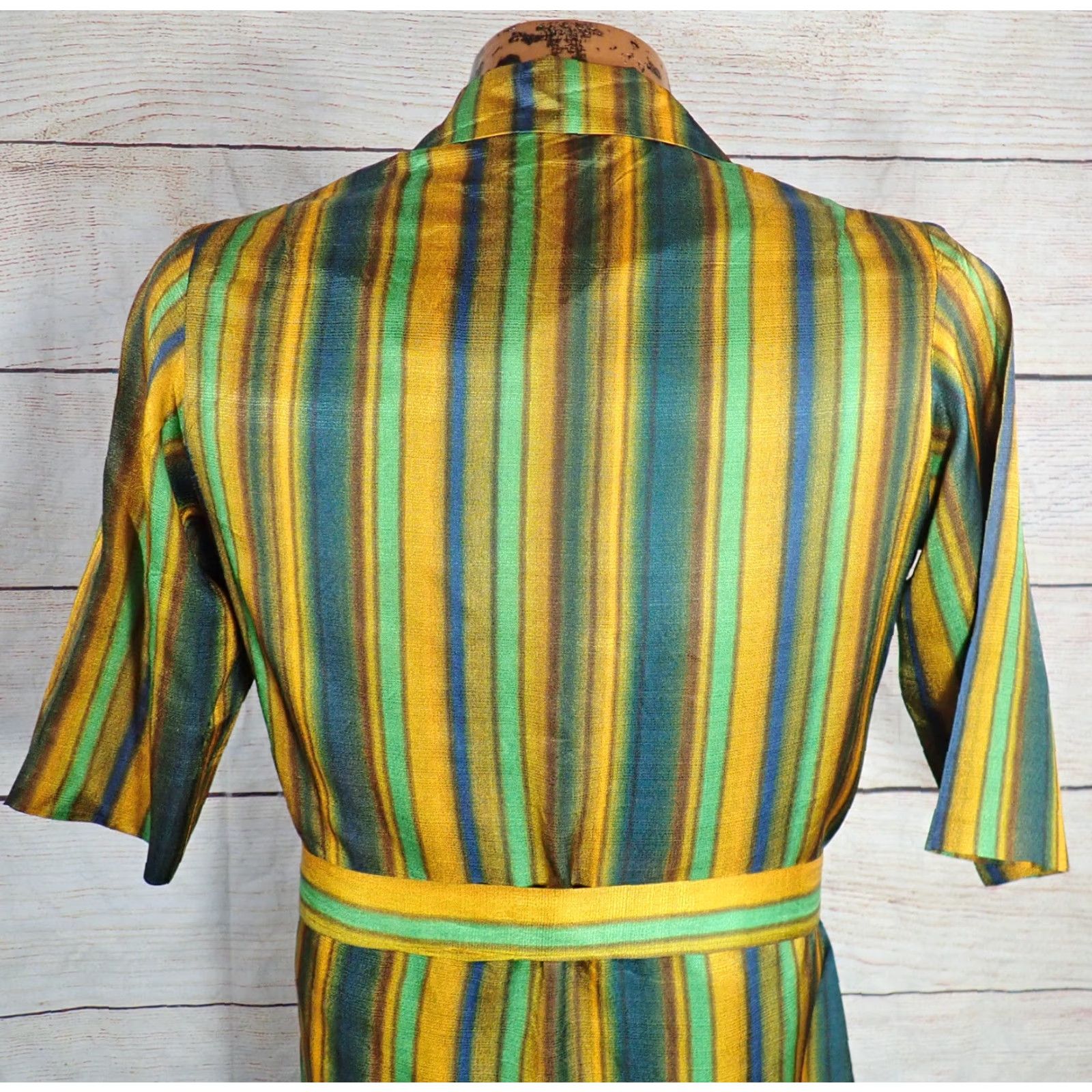 Vintage Vintage Peggy Lou California 50s 60s Dress Womens Midi Belted A-Line Retro Green Gold Brown Teal Mid Century Size M / US 6-8 / IT 42-44 - 7 Thumbnail