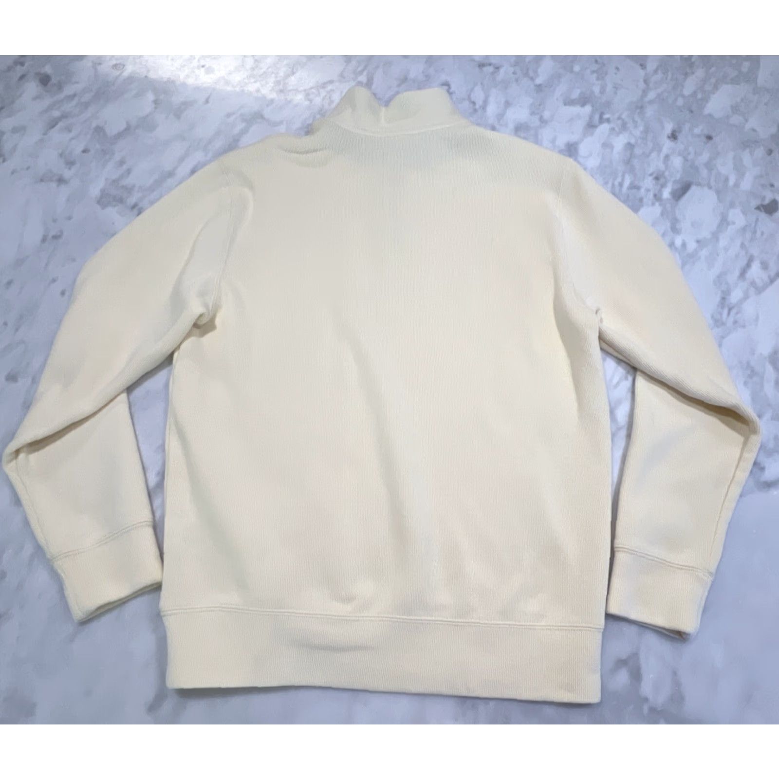 Lands' End Lands' End Quarter Zip Sweater Men’s Medium 38-40 Pale Yellow Preppy Pullover 1/4 Zip | Regular Fit, Cotton Polyester, Fleece Size US M / EU 48-50 / 2 - 4 Thumbnail