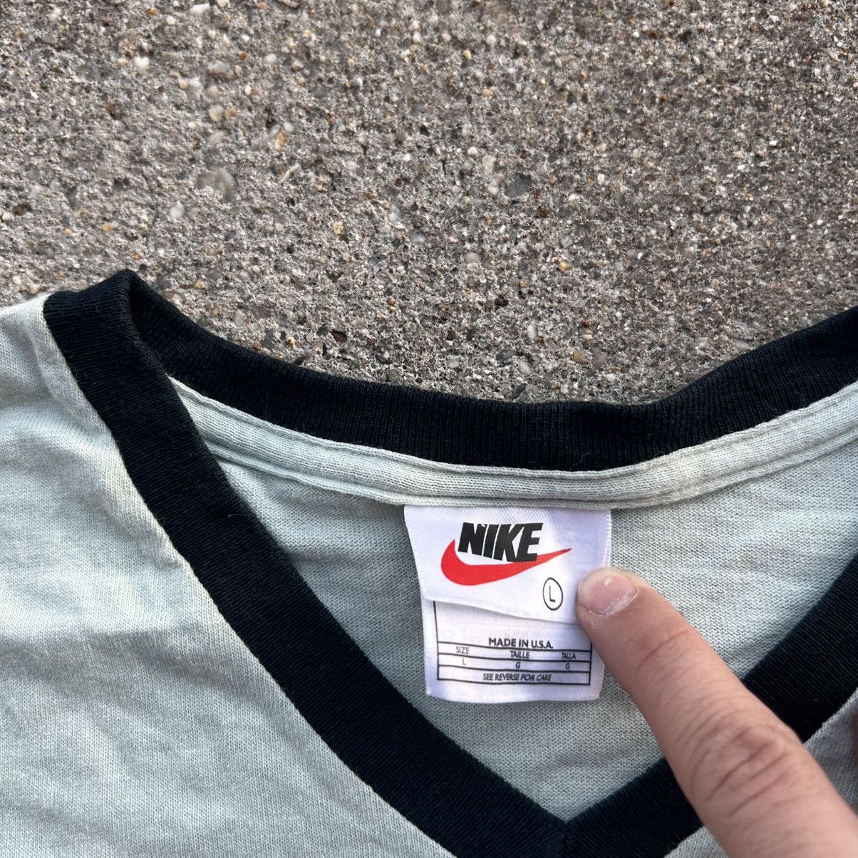 Nike × Vintage vintage 90s Nike mint green ringer t shirt Size US M / EU 48-50 / 2 - 4 Thumbnail