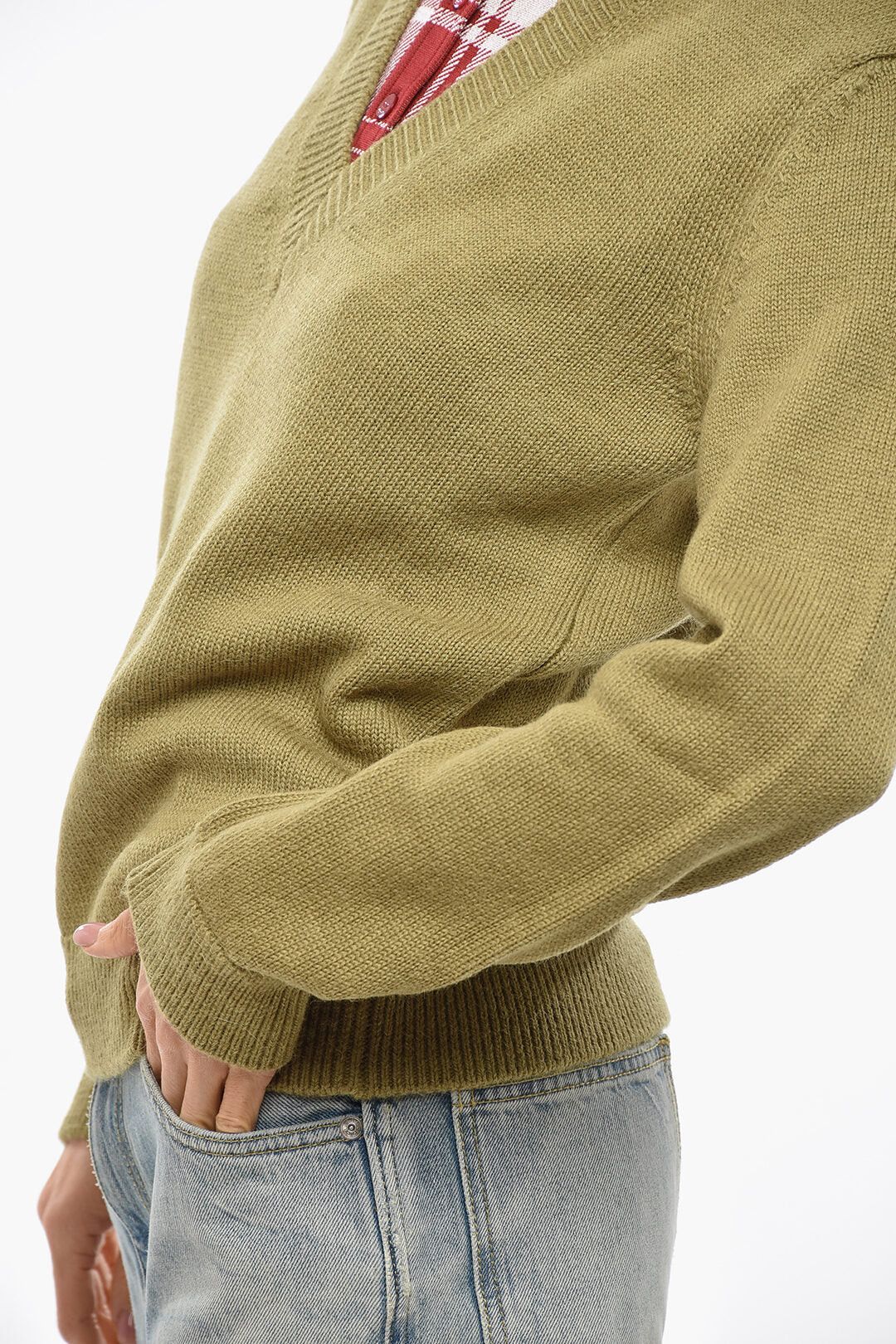 Loewe og1mm0426 Alpaca-Blend Double-Layered Sweater in Green Size M / US 6-8 / IT 42-44 - 2 Thumbnail