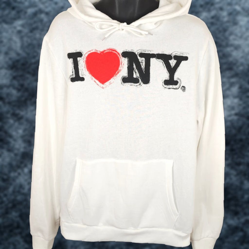 Apple I Love New York City Sweatshirt Hoodie Mens Size Large White The Big Apple NYC Size US L / EU 52-54 / 3 - 1 Thumbnail