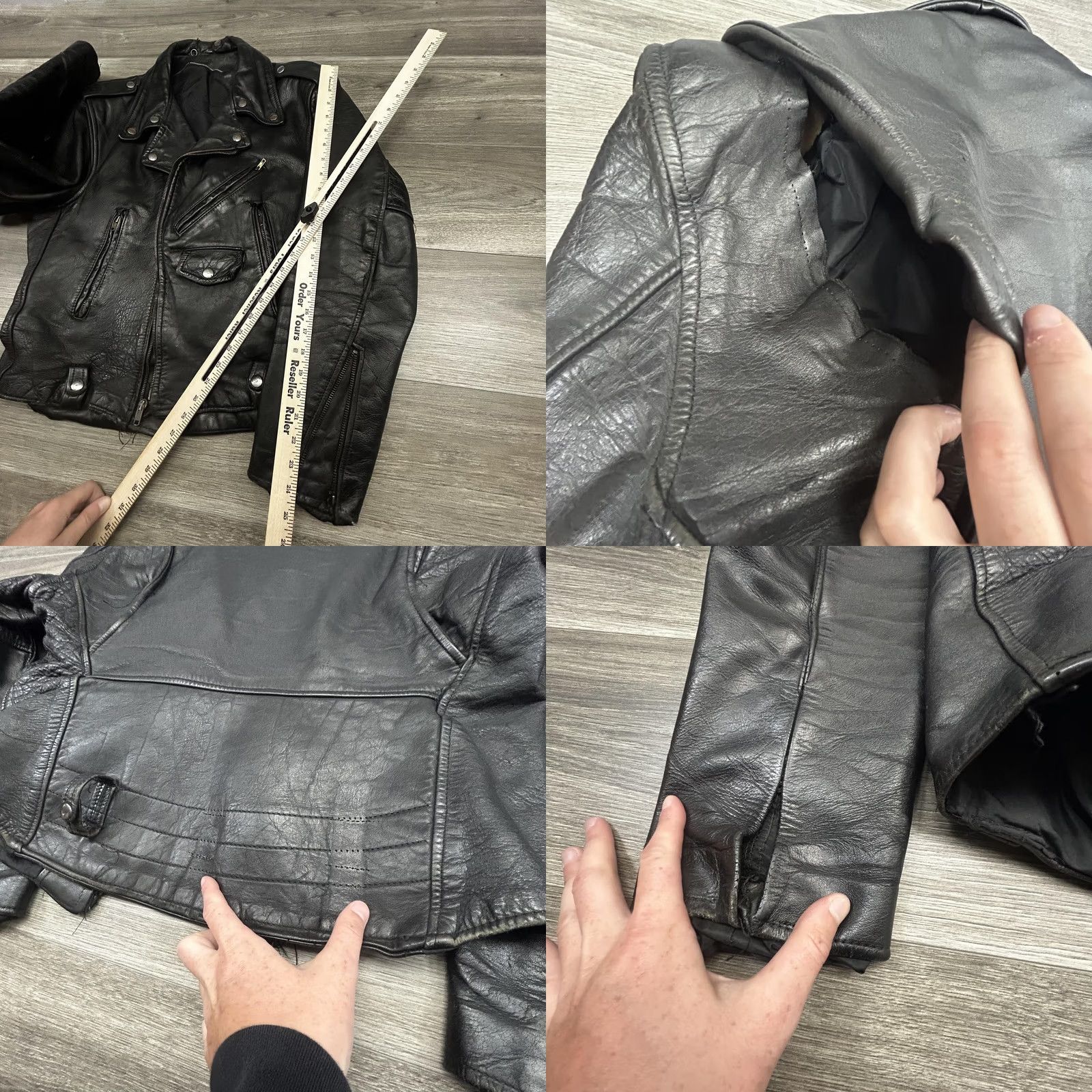 Vintage VINTAGE American Vintage Leather Motorcycle Jacket Mens L Black Talon Zipper Biker USA Size US L / EU 52-54 / 3 - 9 Thumbnail