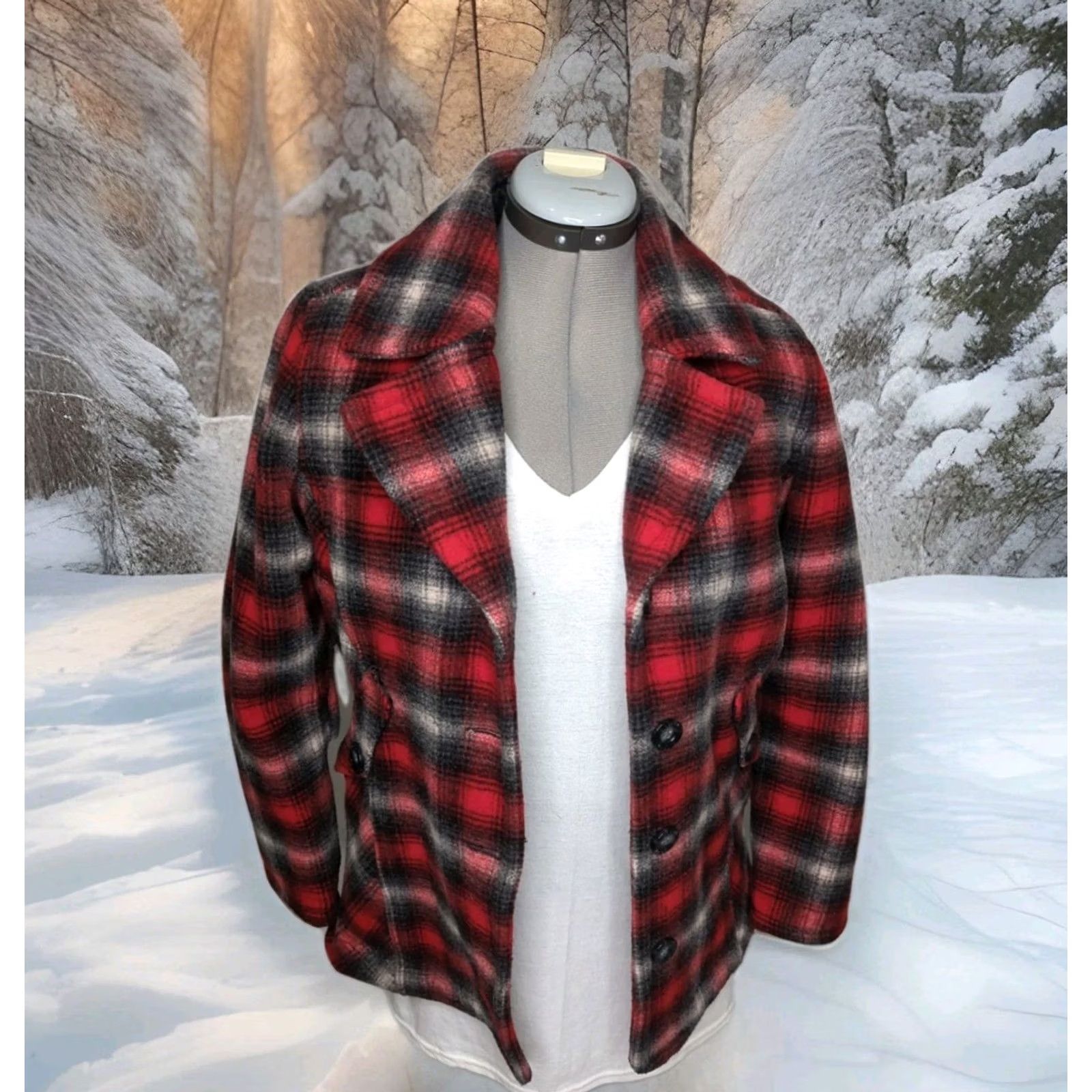 Vintage Woolrich Red Plaid Jacket Womens Medium Wool Quilted Overcoat Winter Outdoor Western Size M / US 6-8 / IT 42-44 - 6 Thumbnail