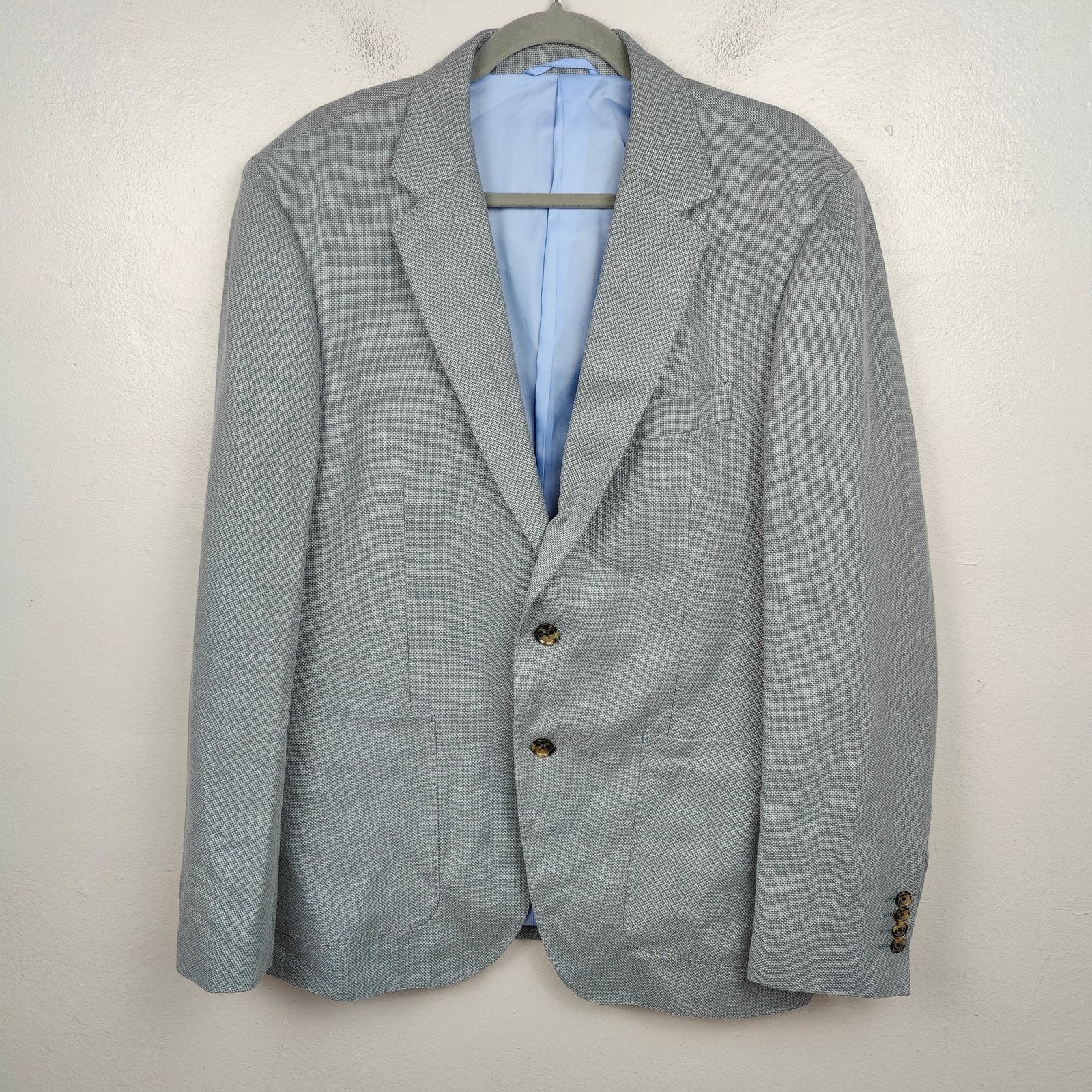 Rodd & Gunn Rodd & Gunn Linen Cotton Blazer Mens XL Gray Woven Casual Size 46R - 1 Thumbnail