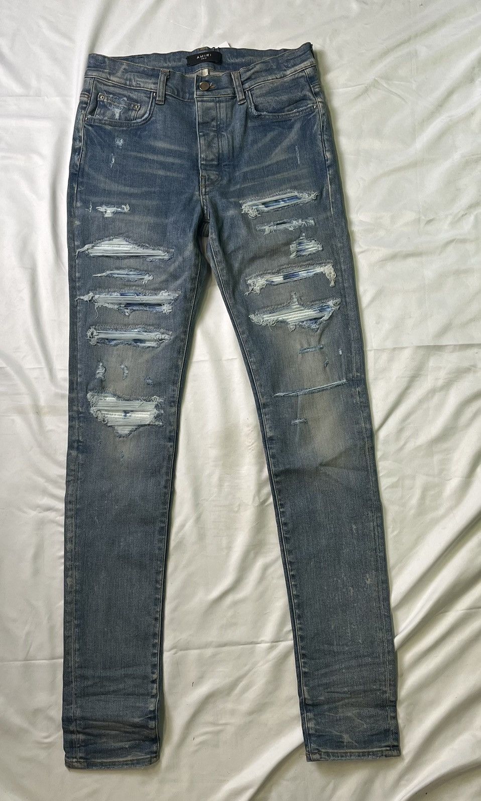 Amiri Tie Bandana Thrasher Clay Indigo Jeans