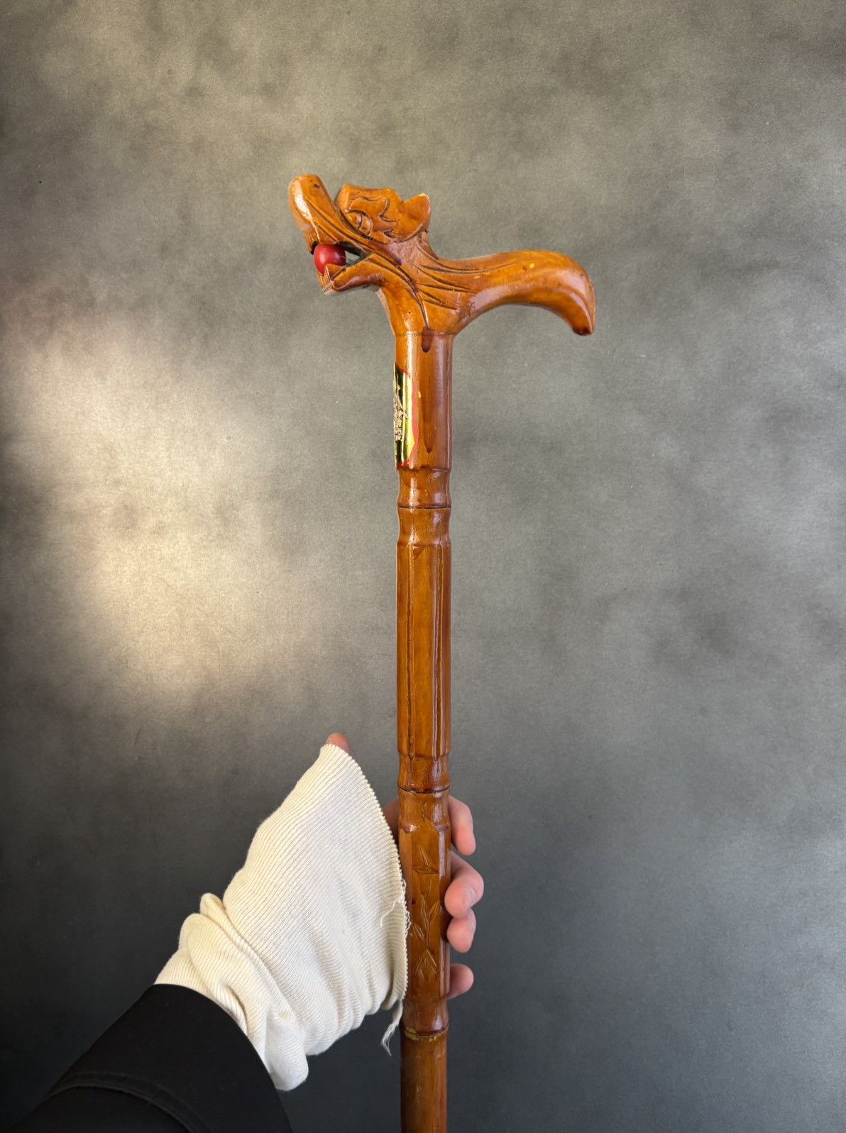The Great China Wall × Vintage Foo Dragon Chinese Cane Vintage Walking Stick Bamboo Pike Size ONE SIZE - 10 Thumbnail