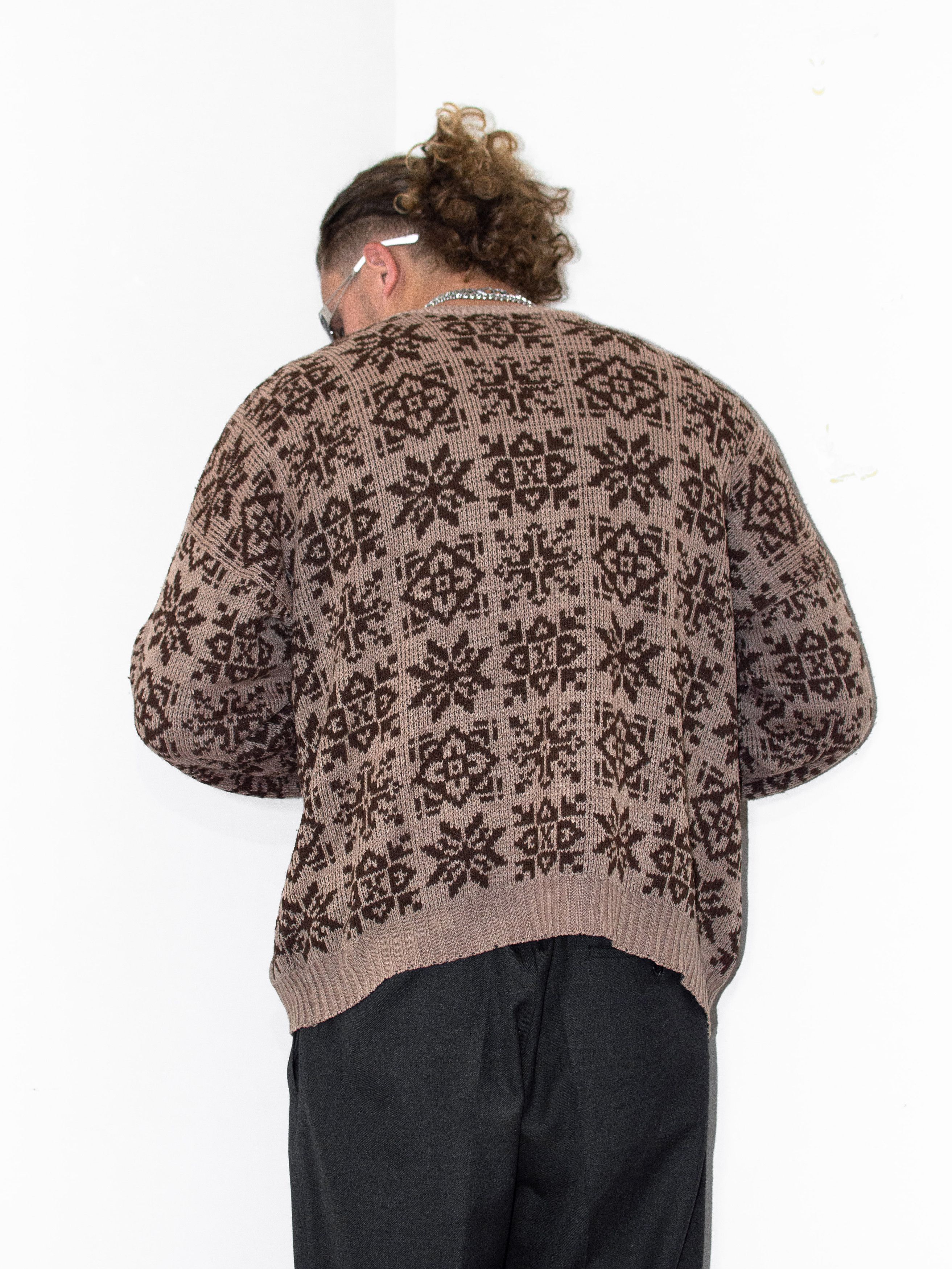 Vintage Vintage 90s Geometric Pattern Button Down Brown Cardigan Size US XL / EU 56 / 4 - 4 Thumbnail