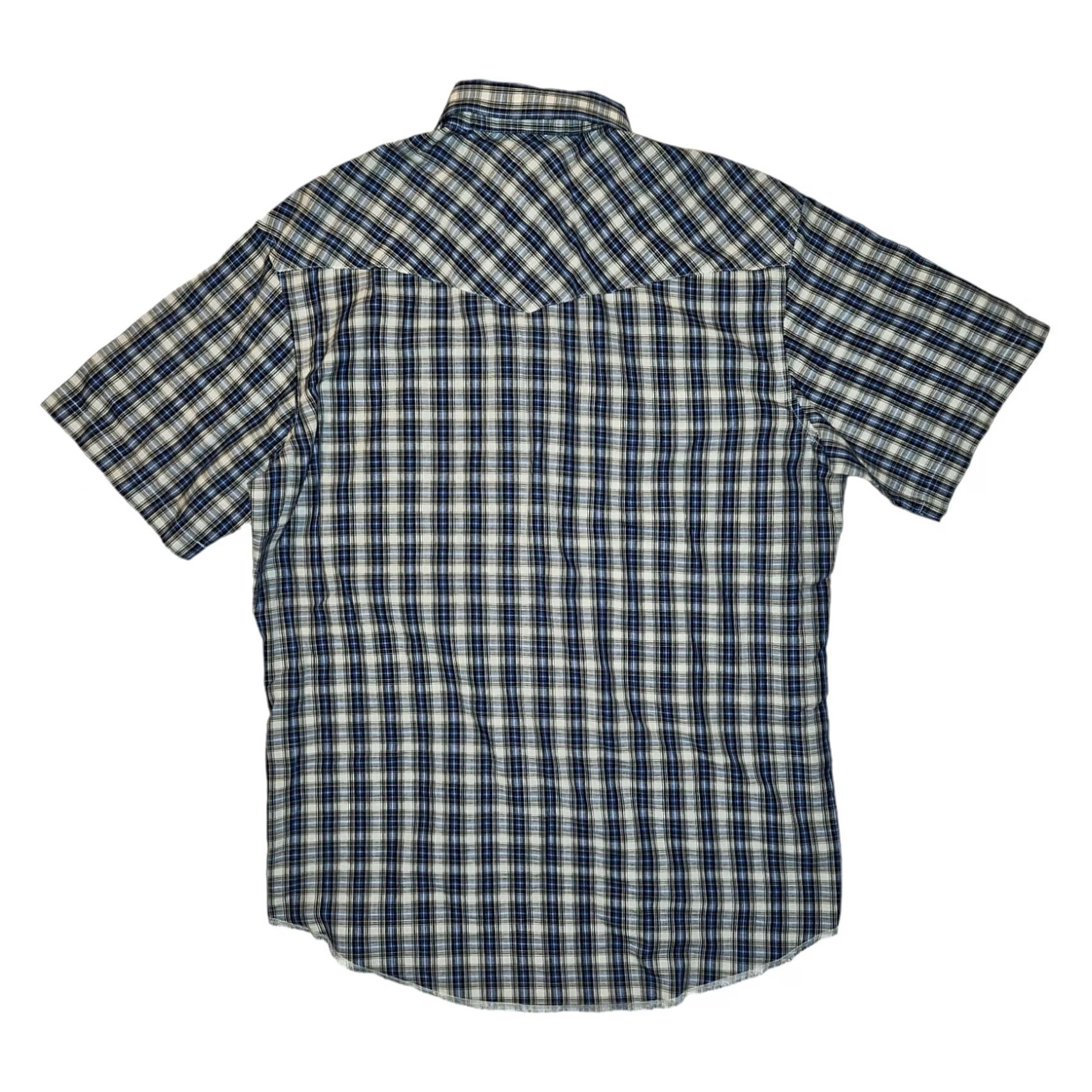 Wrangler VINTAGE Wrangler Pearl Snap Shirt Mens 16.5 Tall Short Sleeve Blue Plaid Cowboy Western Shirt Size US XL / EU 56 / 4 - 5 Thumbnail