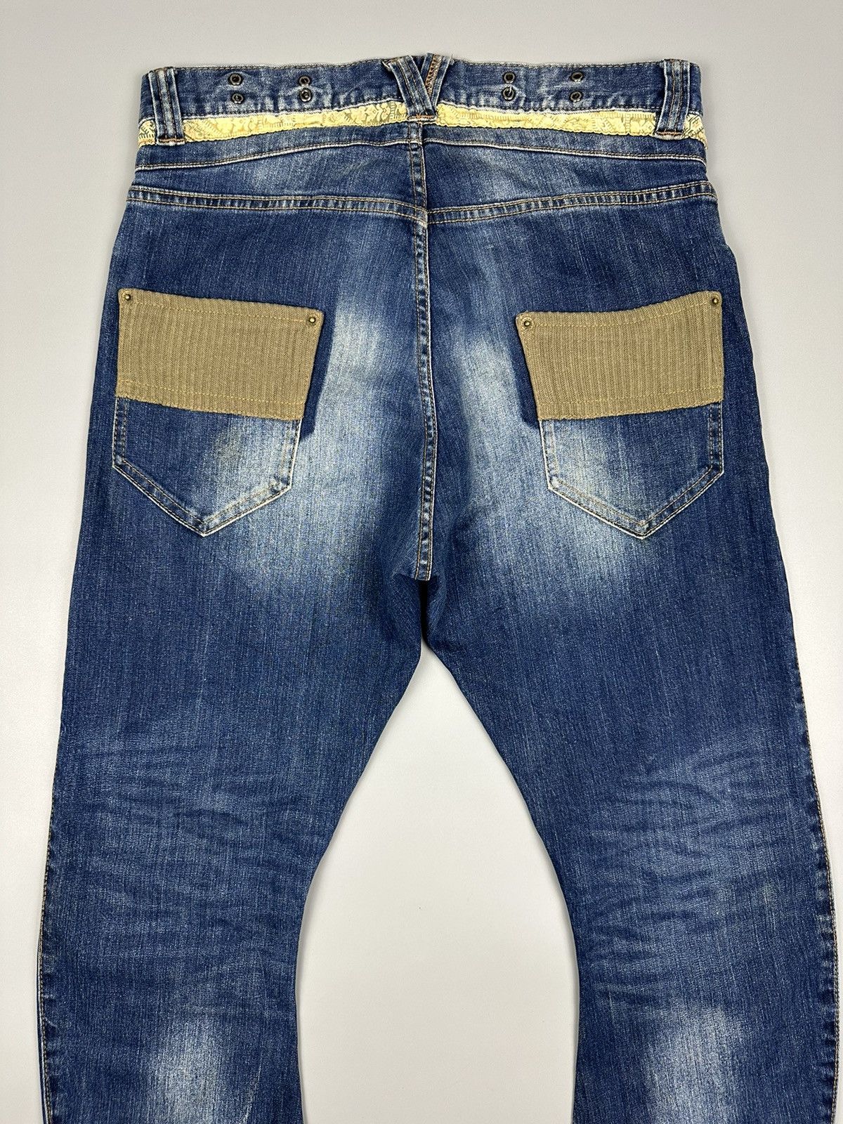 If Six Was Nine × PPFM Distressed PPFM Curve Leg Sashiko Boro Denim Size US 33 - 7 Thumbnail