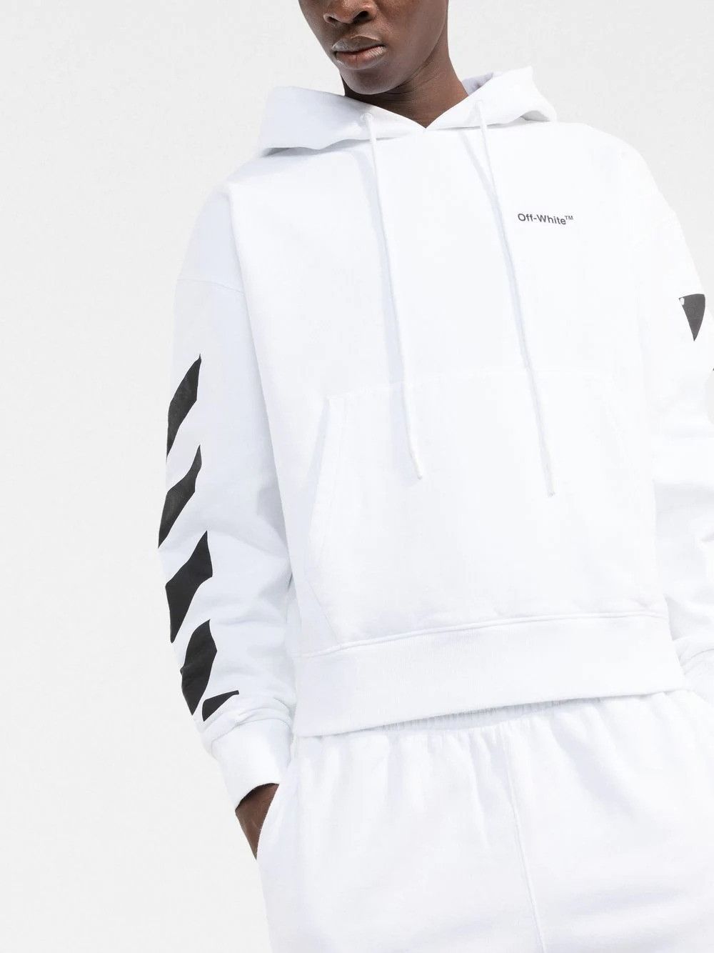 Off-White o1gr1nt0425 Diag Helvetica Over Hoodie in White Size US XS / EU 42 / 0 - 2 Thumbnail