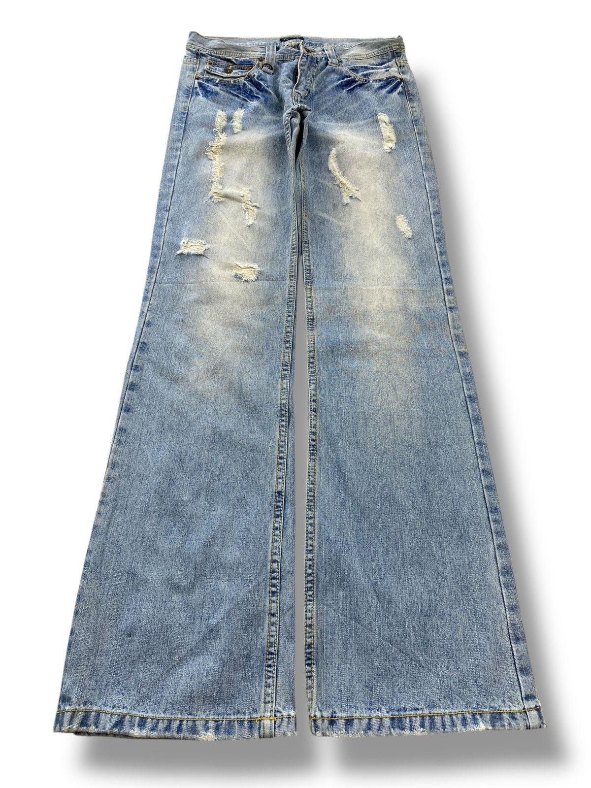 pandora Pandora Faded Blue Wash Ripped Style Flare Jeans Size US 32 / EU 48 - 1 Thumbnail