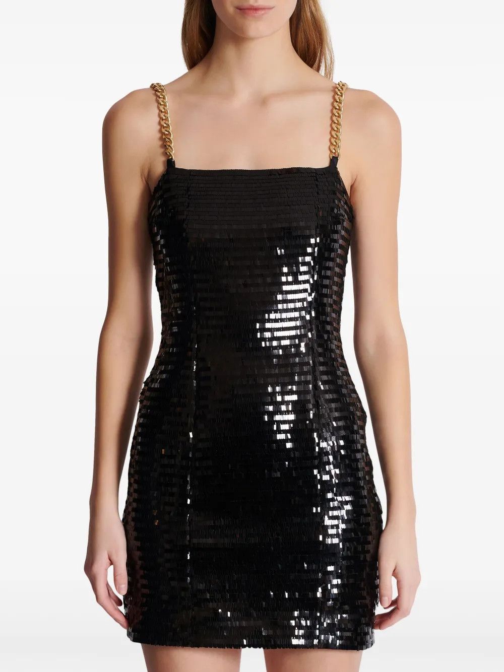 Balmain o1s1wg110725 Sequin Chain Link Short Dress in Black Size XL / US 12-14 / IT 48-50 - 2 Thumbnail
