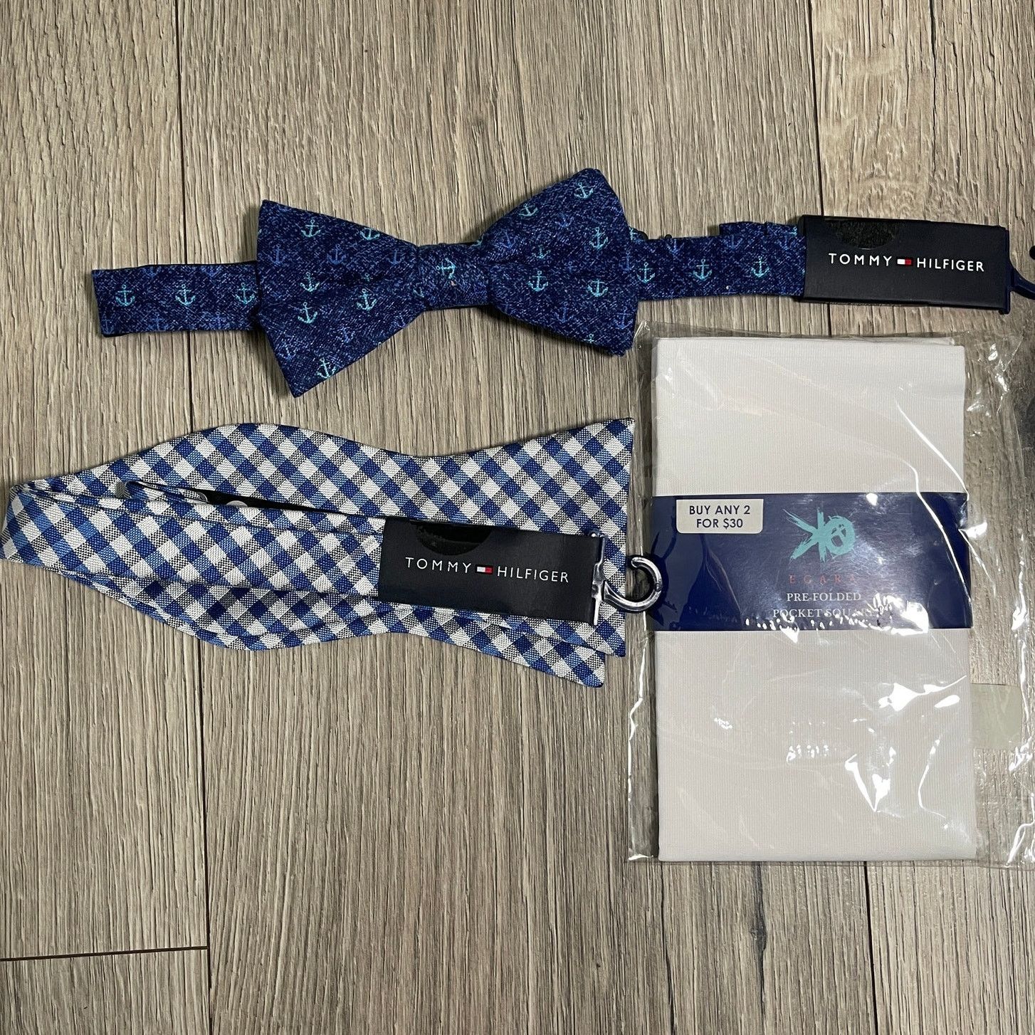 Tommy Hilfiger 3pc 2 Tommy Hilfiger Linen Bow Ties 1 Egara Pocket Square Size ONE SIZE - 3 Thumbnail