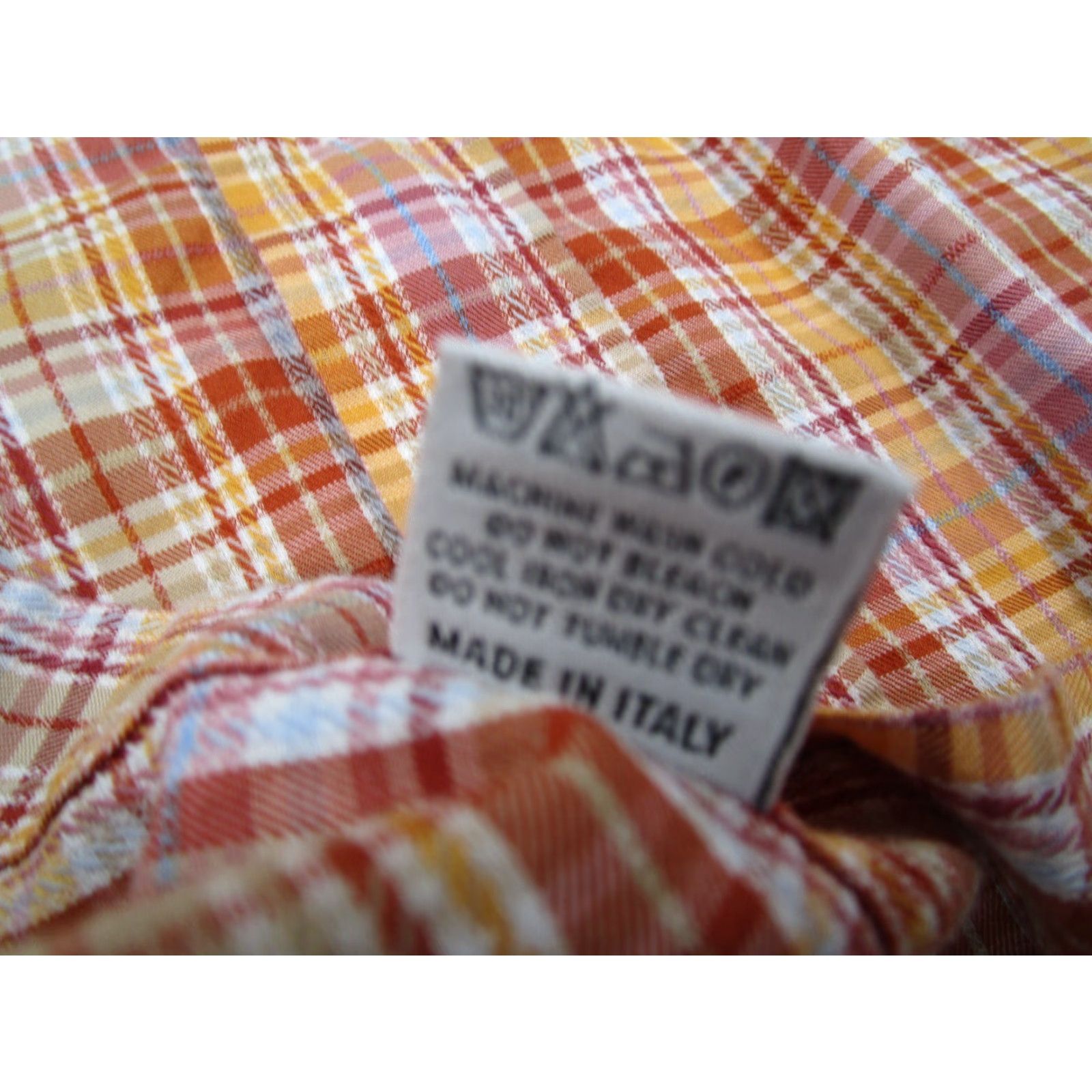 Canali CANALI Shirt Men XL Orange Plaid Button-Up Long Sleeve Casual Designer Italian Size US XL / EU 56 / 4 - 6 Thumbnail