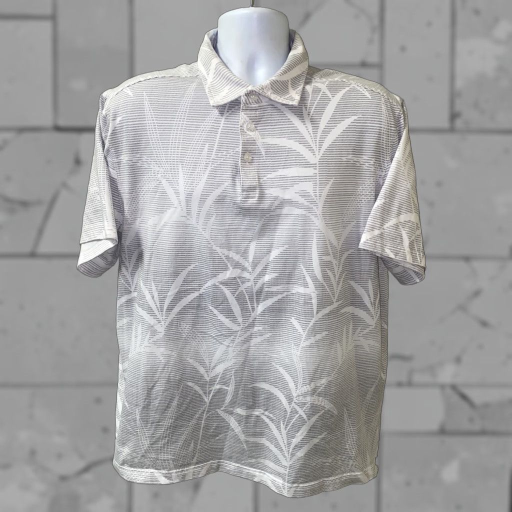 Nat Nast Nat Nast Polo Shirt Mens Short Sleeve Golf Collared Cotton/Polyester Gray White XL Regular Geometric Casual Shirt Size US XL / EU 56 / 4 - 1 Thumbnail