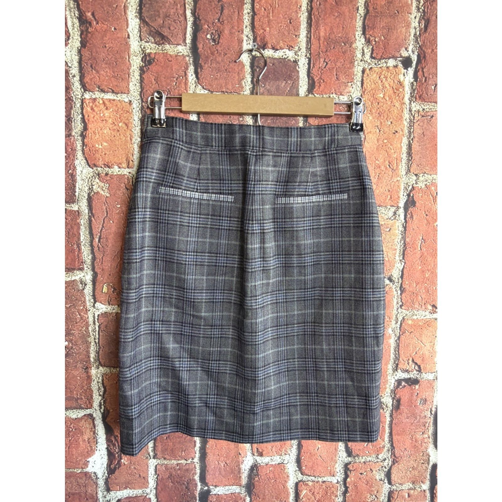 Rag & Bone rag & bone Skirt Women 0 Gray Plaid Wool Blend Elastic Waist Above Knee Straight & Pencil, City Minimalist Dark Academia Goth Grunge Winter Size 25" / US 0 / IT 36 - 5 Thumbnail