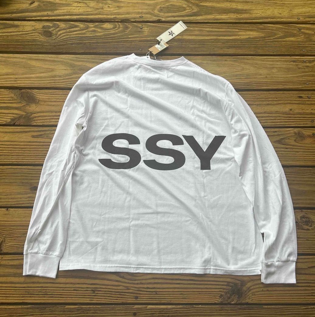 Stussy Stussy all caps long sleeve crewneck streetwear logo white Size US XL / EU 56 / 4 - 2 Thumbnail
