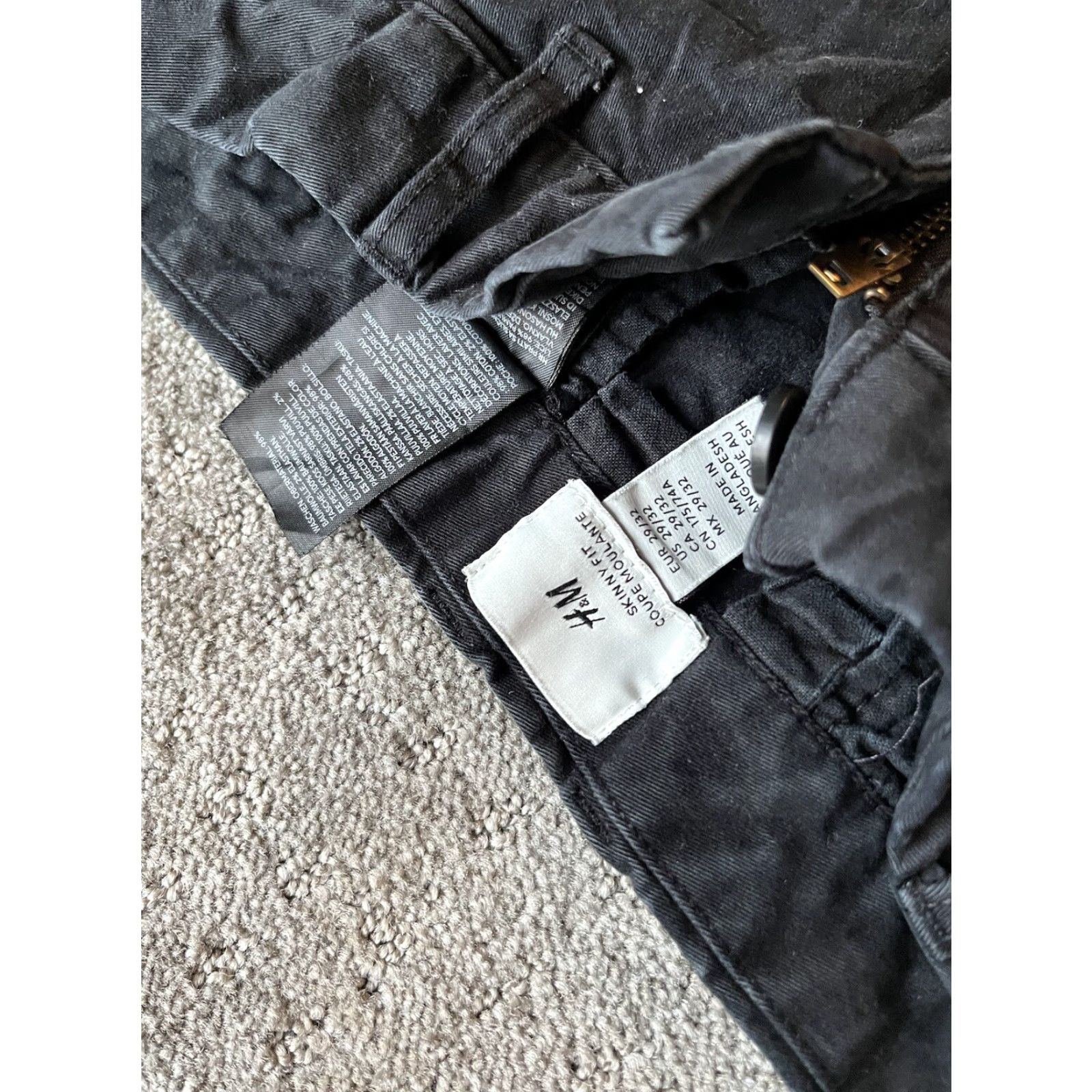 H&M H&M Men Chino Pants 29x32 Black Cotton Slim Fit Straight Leg Flat Front Casual Size US 29 - 5 Thumbnail