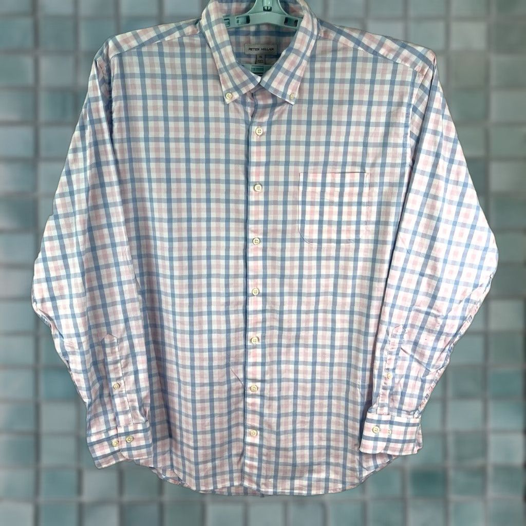 Peter Millar VINTAGE Peter Millar Checked Button-Down Shirt Mens XL Long Sleeve Blue/Pink Casual Business Wedding Size US XL / EU 56 / 4 - 1 Thumbnail