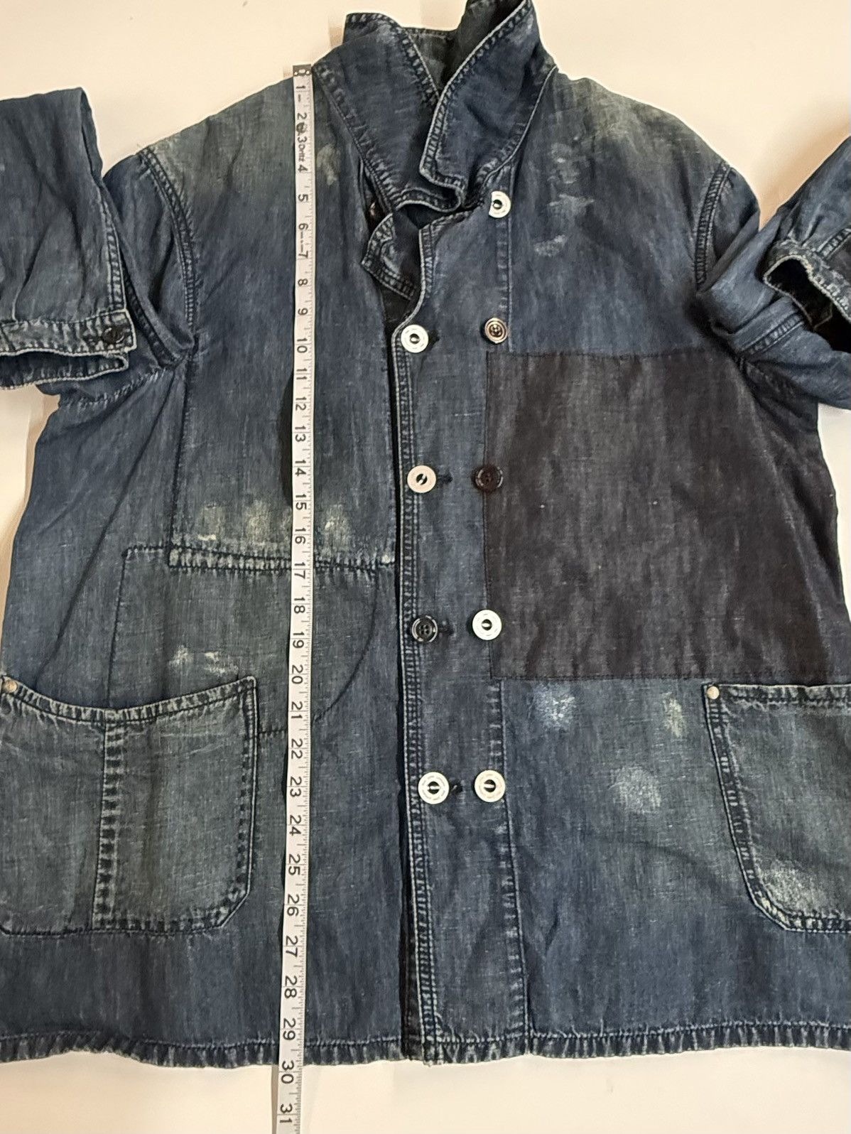 Yves Saint Laurent YSL SS2007 Cotton-Linen Denim Patchwork Chore Jacket - IT 54 Size US L / EU 52-54 / 3 - 24 Thumbnail