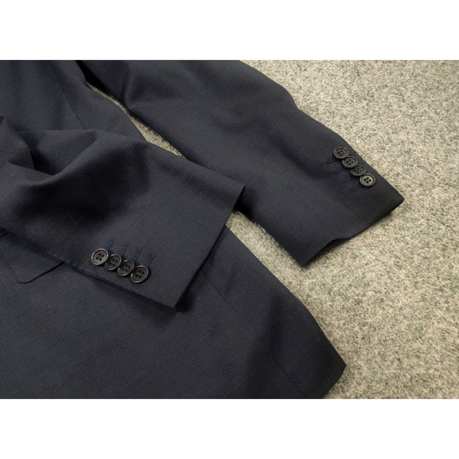 Canali VINTAGE Canali Italy Design 15280 Modern Fit 2 button Business Classic Suit Dark Blue Wool Size 50R - 6 Thumbnail