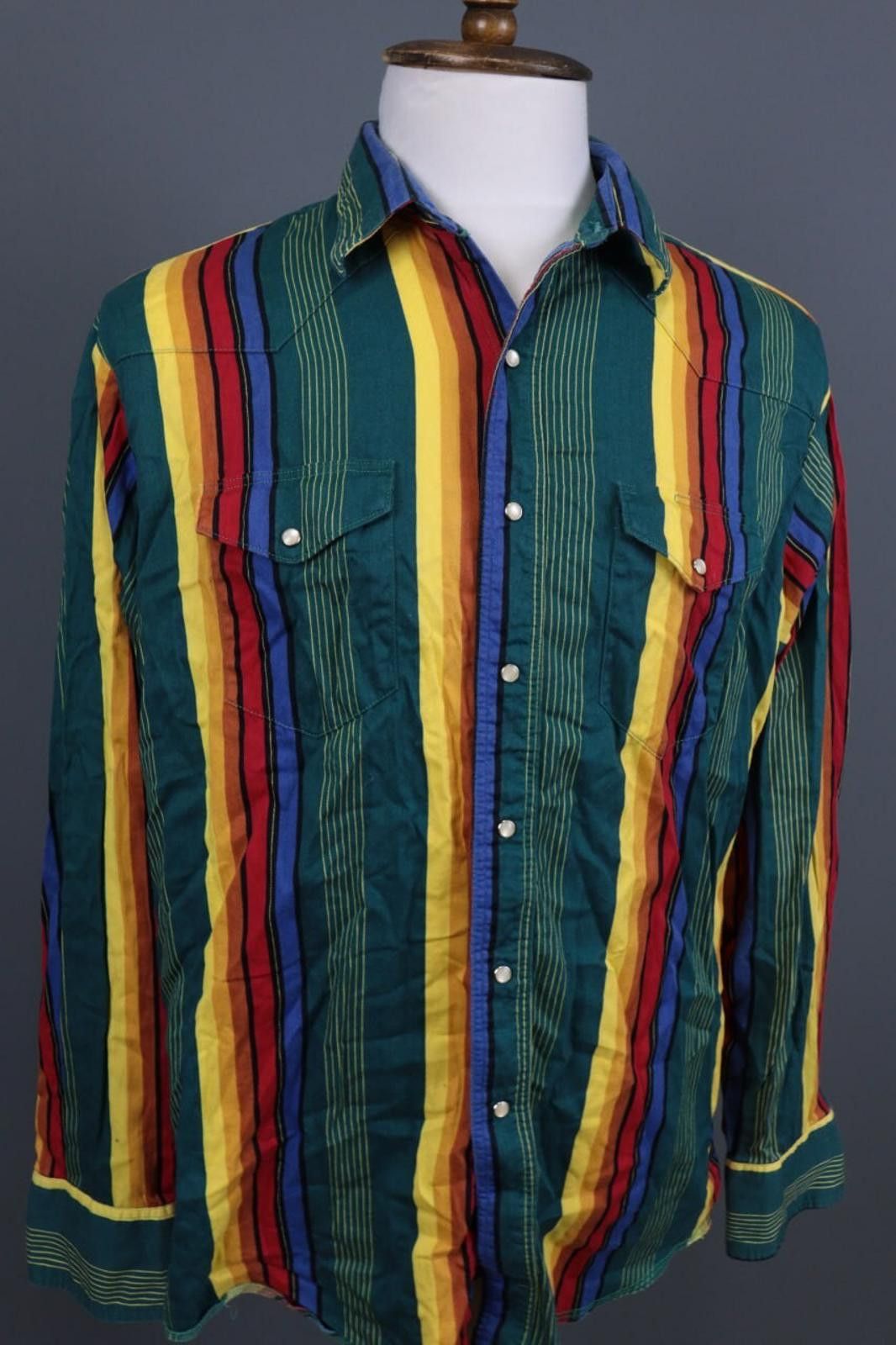 Wrangler Wrangler Multi Striped Collar Snap Front Western Shirt Size US M / EU 48-50 / 2 - 5 Thumbnail