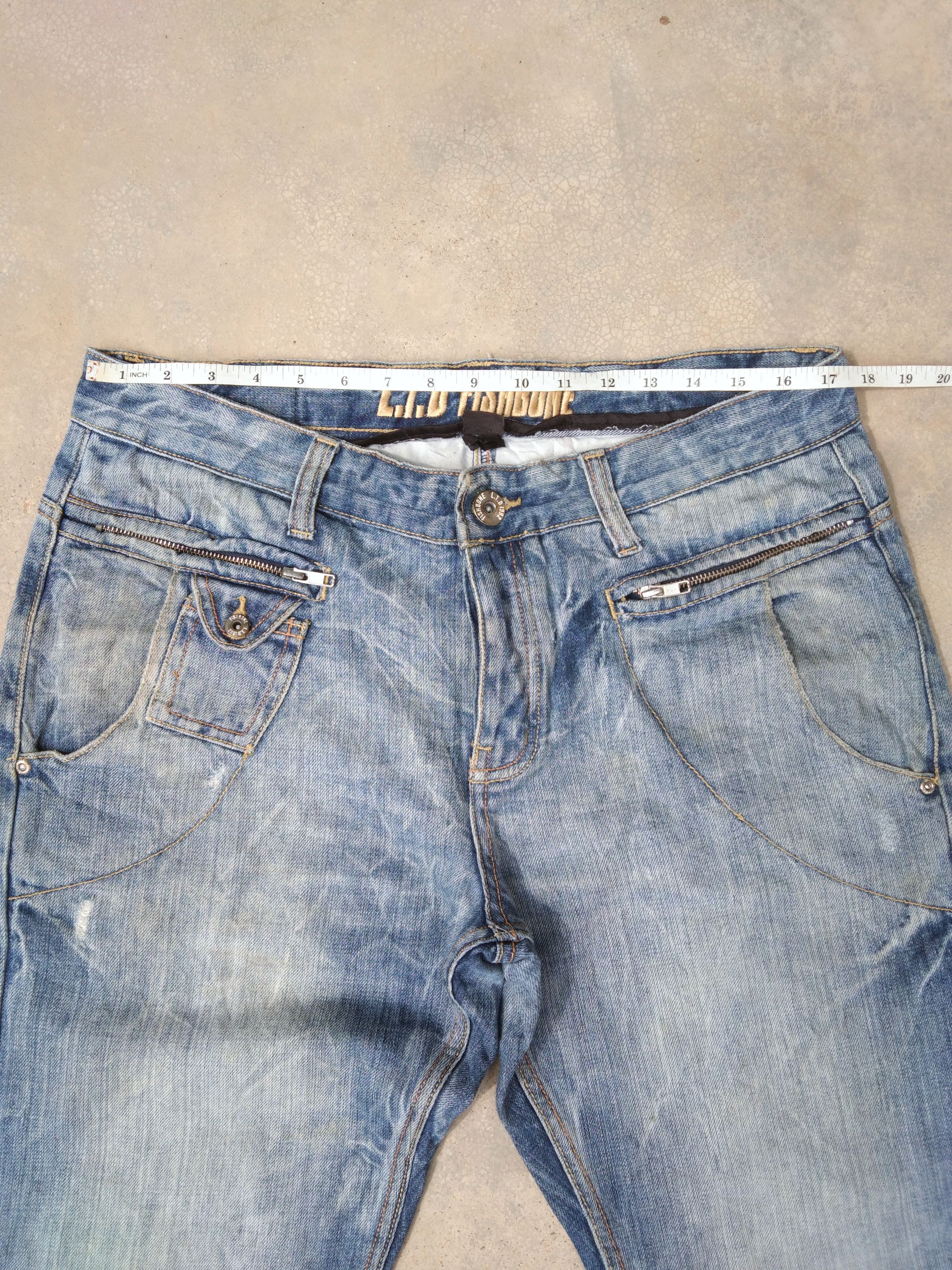 Jean Vintage Retro Punk Fishbone Straight Leg Distressed Jeans Size US 34 / EU 50 - 4 Thumbnail